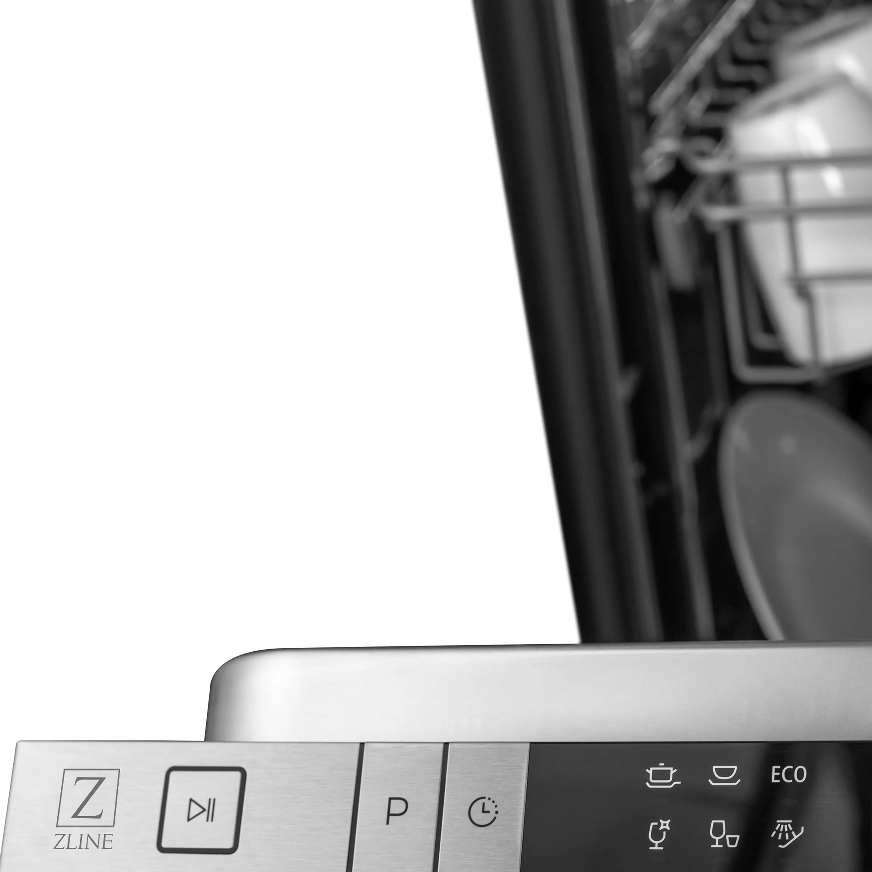 ZLINE 18-Inch Compact Black Stainless Steel Top Control Dishwasher with Stainless Steel Tub and Modern Style Handle, 40dBa (DW-BS-H-18)