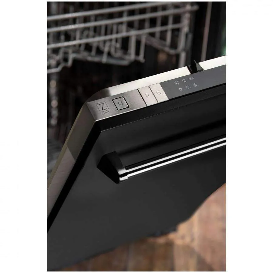 ZLINE 18-Inch Dishwasher in Black Matte with Stainless Steel Tub and Traditional Style Handle (DW-BLM-18)