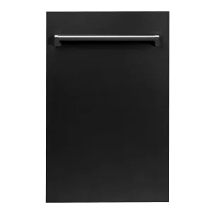 ZLINE 18-Inch Dishwasher in Black Matte with Stainless Steel Tub and Traditional Style Handle (DW-BLM-18)
