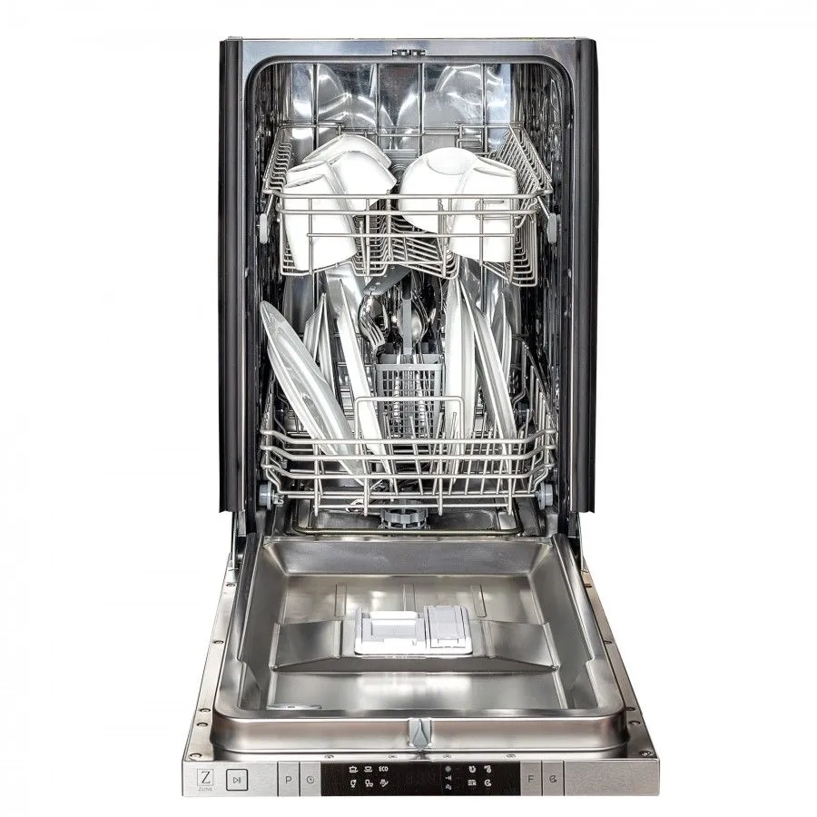 ZLINE 18-Inch Dishwasher in Black Stainless Steel with Traditional Handle (DW-BS-18)