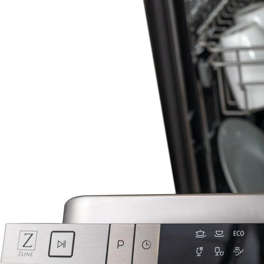 ZLINE 18-Inch Dishwasher in Black Stainless Steel with Traditional Handle (DW-BS-18)