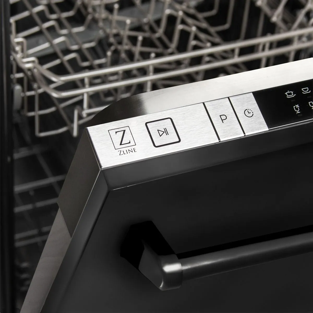 ZLINE 18-Inch Dishwasher in Black Stainless Steel with Traditional Handle (DW-BS-18)