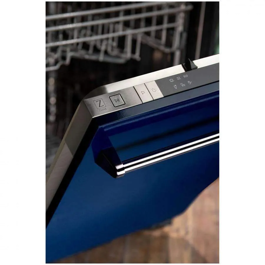 ZLINE 18-Inch Dishwasher in Blue Gloss with Stainless Steel Tub and Traditional Style Handle (DW-BG-18)