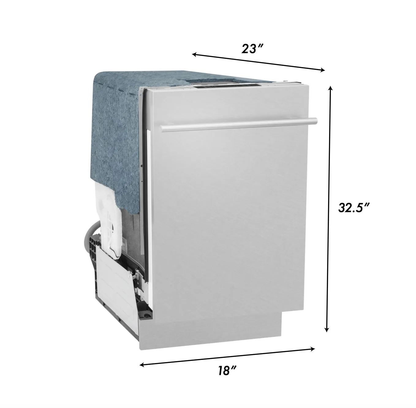 ZLINE 18-Inch Dishwasher in DuraSnow Stainless Steel with Stainless Steel Tub and Modern Style Handle (DW-SN-18)