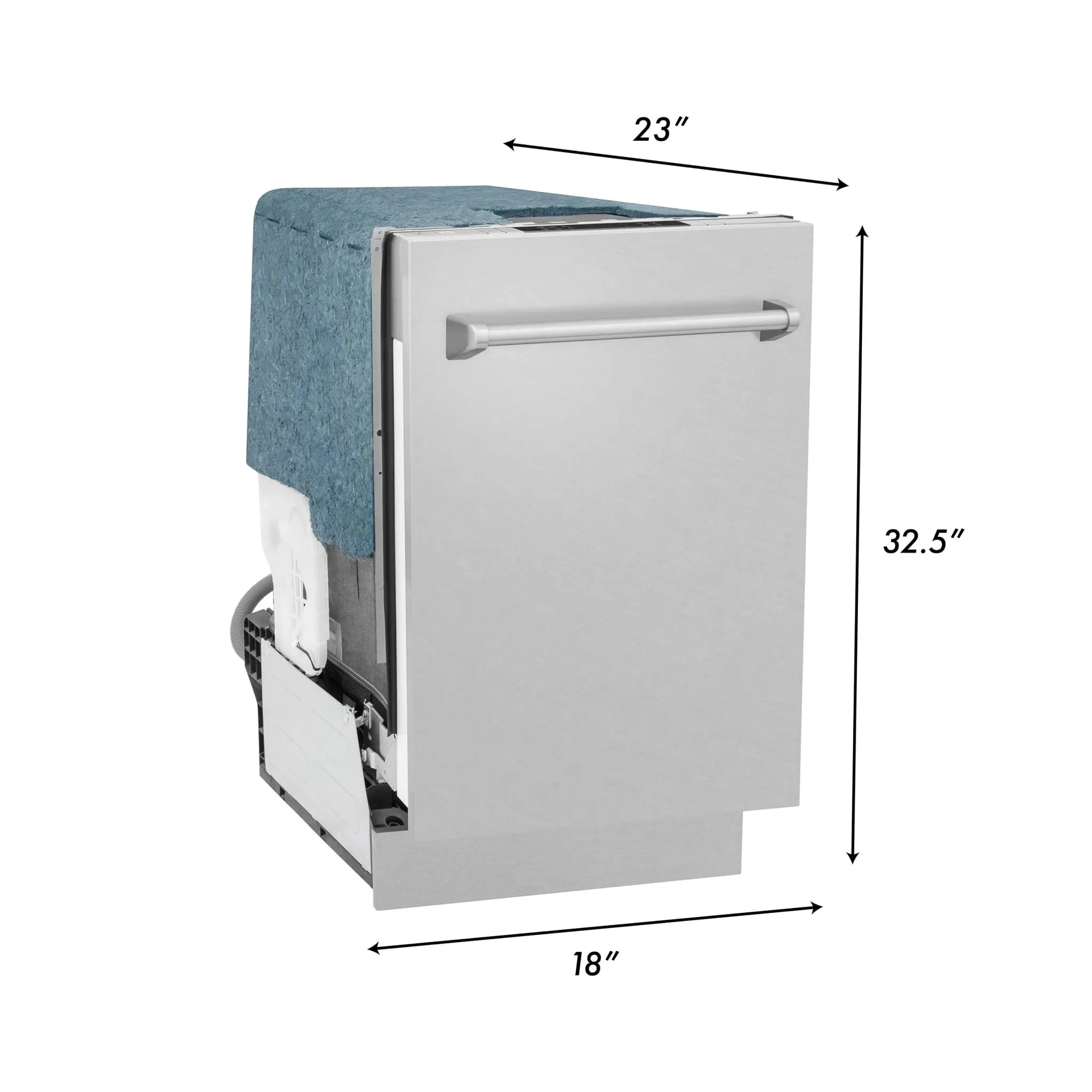 ZLINE 18-Inch Dishwasher in DuraSnow Stainless Steel with Stainless Steel Tub and Traditional Style Handle (DW-SN-H-18)