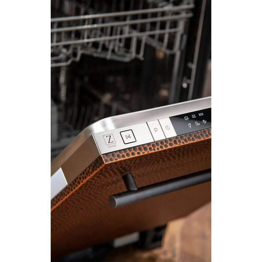 ZLINE 18-Inch Dishwasher in Hand-Hammered Copper with Stainless Steel Tub and Modern Style Handle (DW-HH-18)