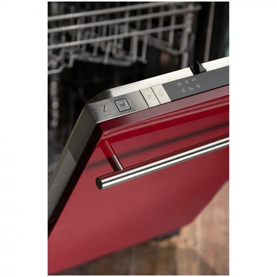 ZLINE 18-Inch Dishwasher in Red Gloss with Stainless Steel Tub and Modern Style Handle (DW-RG-H-18)