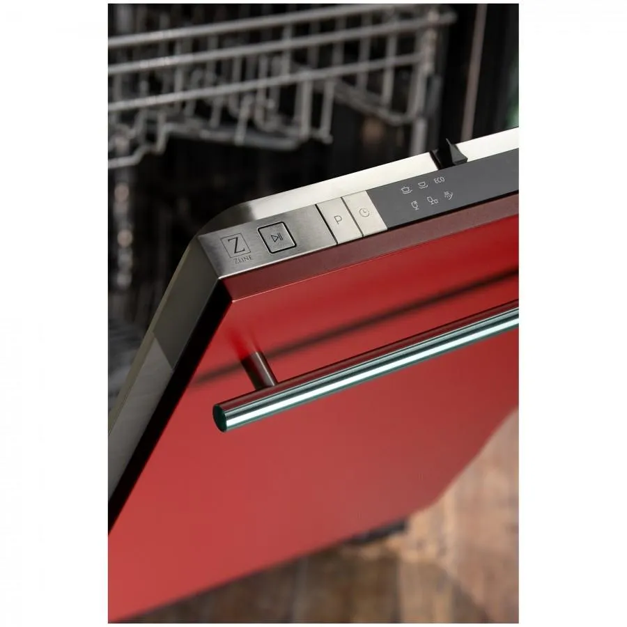 ZLINE 18-Inch Dishwasher in Red Matte with Stainless Steel Tub and Modern Style Handle (DW-RM-H-18)