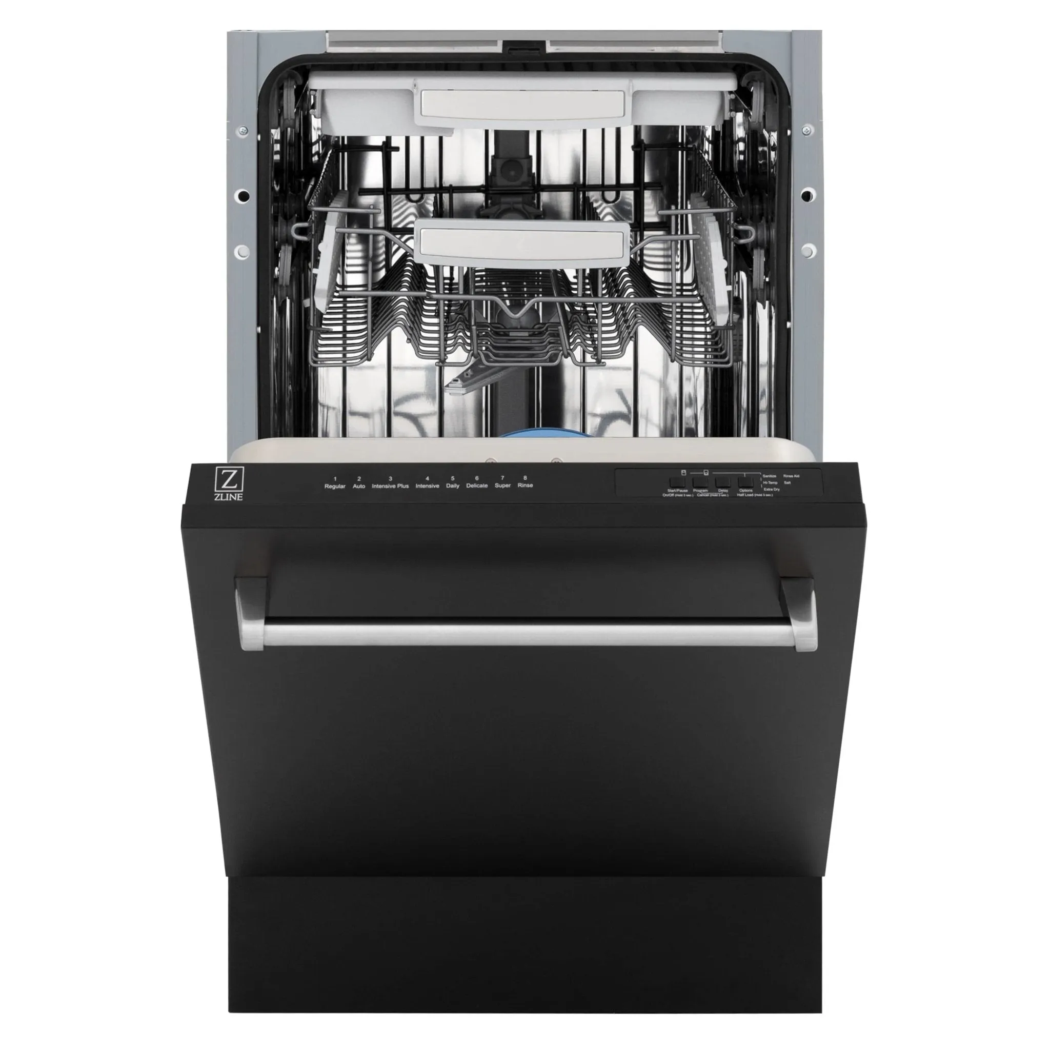 ZLINE 18-Inch Tallac Series 3rd Rack Top Control Dishwasher in Black Matte with Stainless Steel Tub, 51dBa (DWV-BLM-18)