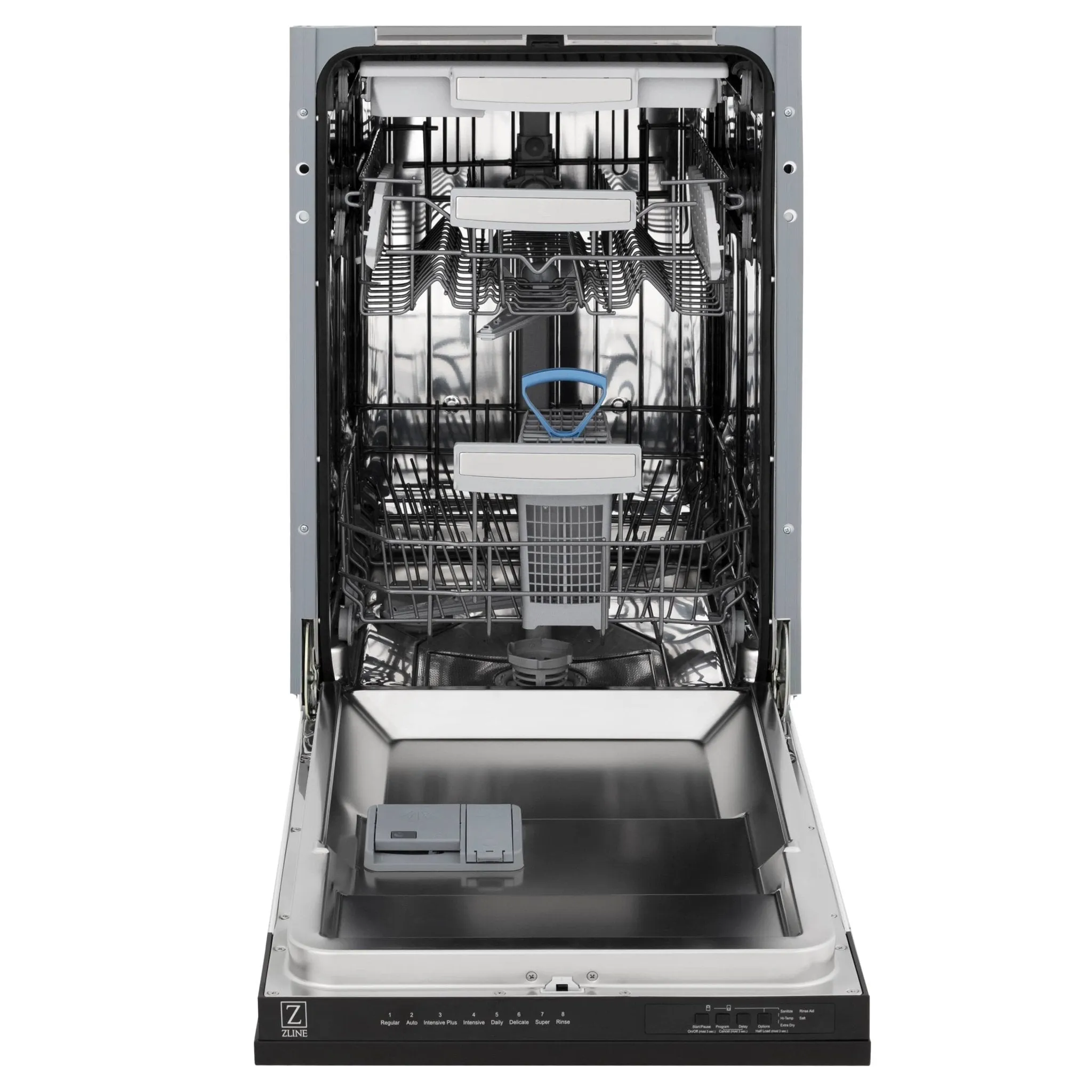 ZLINE 18-Inch Tallac Series 3rd Rack Top Control Dishwasher in Black Matte with Stainless Steel Tub, 51dBa (DWV-BLM-18)
