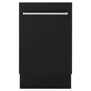 ZLINE 18-Inch Tallac Series 3rd Rack Top Control Dishwasher in Black Matte with Stainless Steel Tub, 51dBa (DWV-BLM-18)