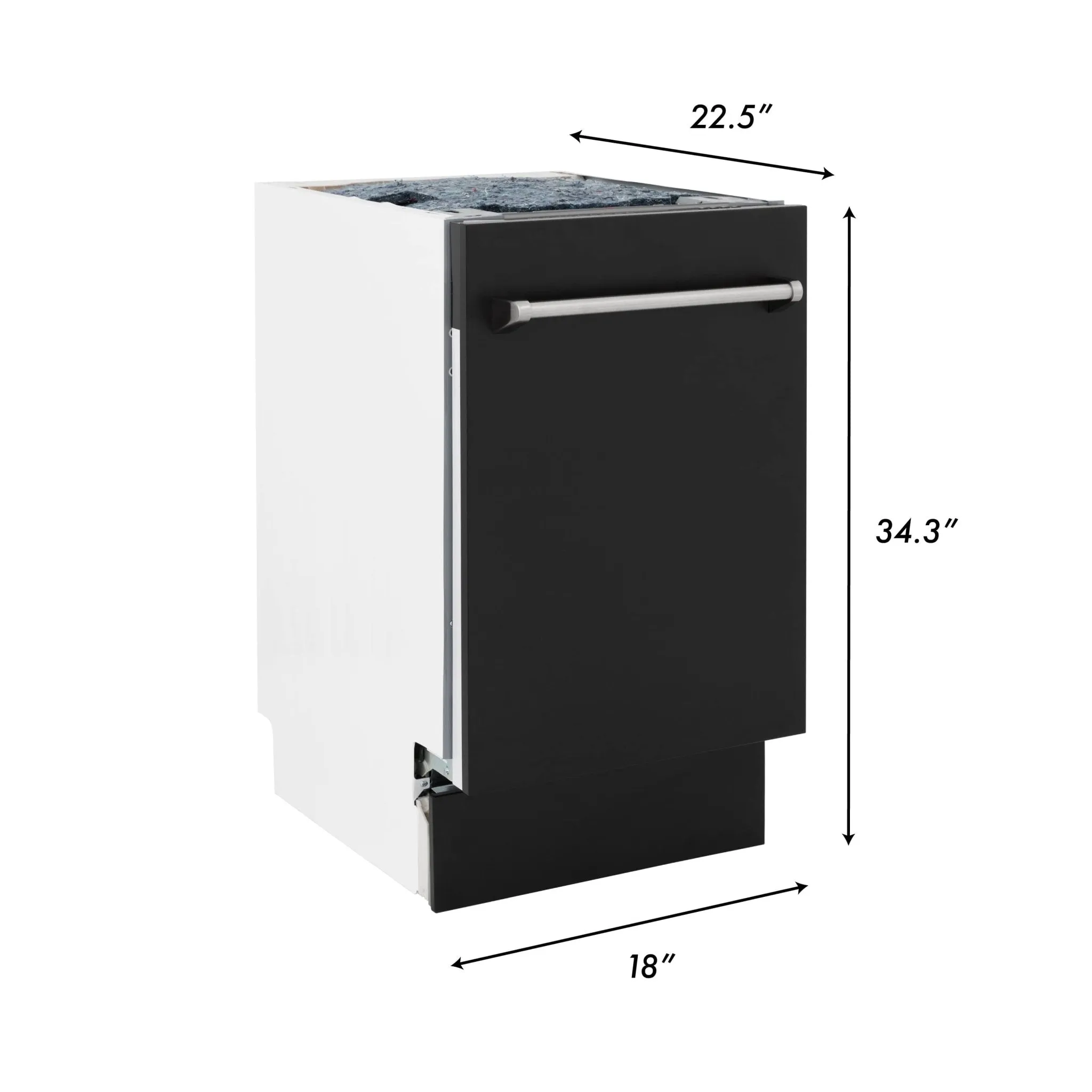 ZLINE 18-Inch Tallac Series 3rd Rack Top Control Dishwasher in Black Matte with Stainless Steel Tub, 51dBa (DWV-BLM-18)