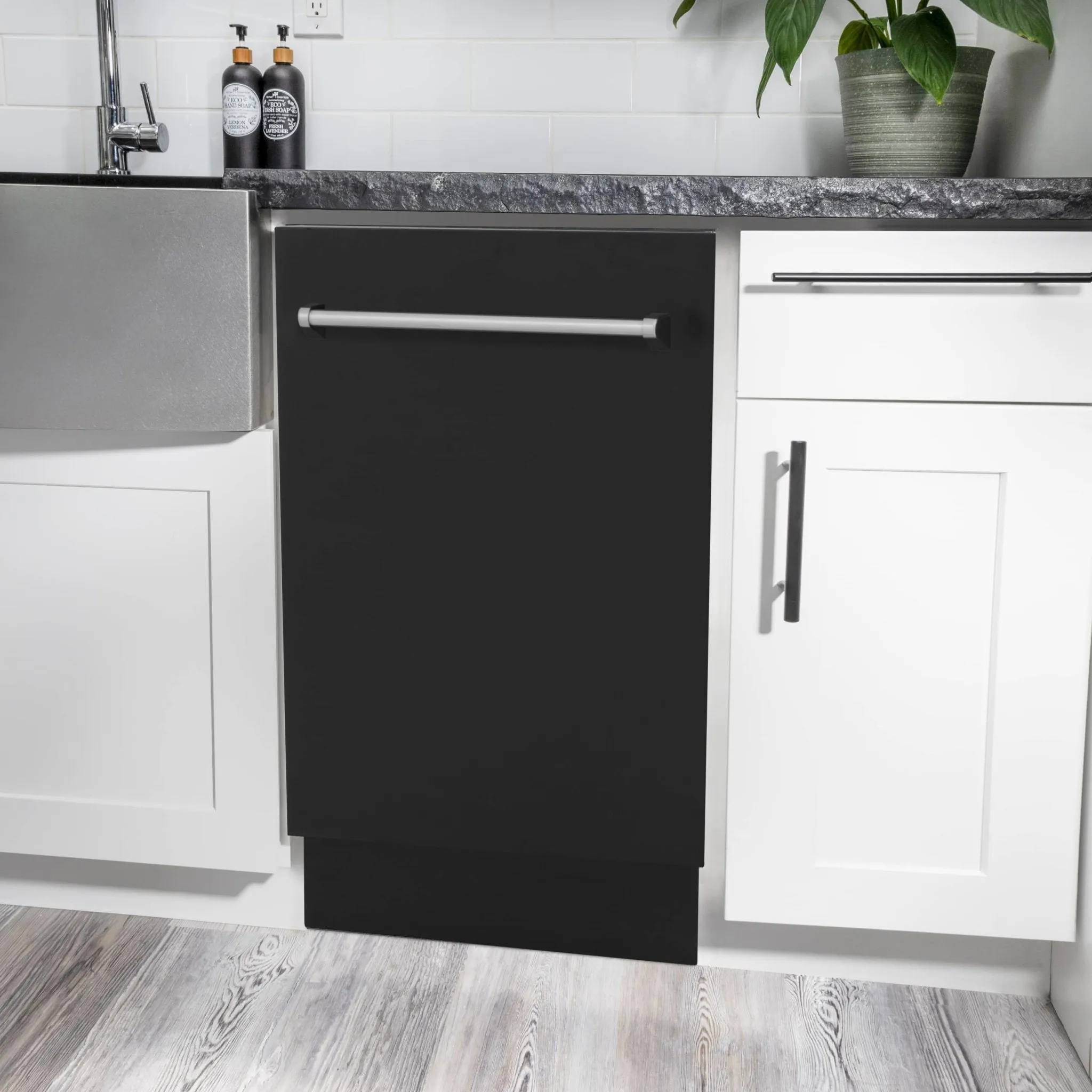 ZLINE 18-Inch Tallac Series 3rd Rack Top Control Dishwasher in Black Matte with Stainless Steel Tub, 51dBa (DWV-BLM-18)