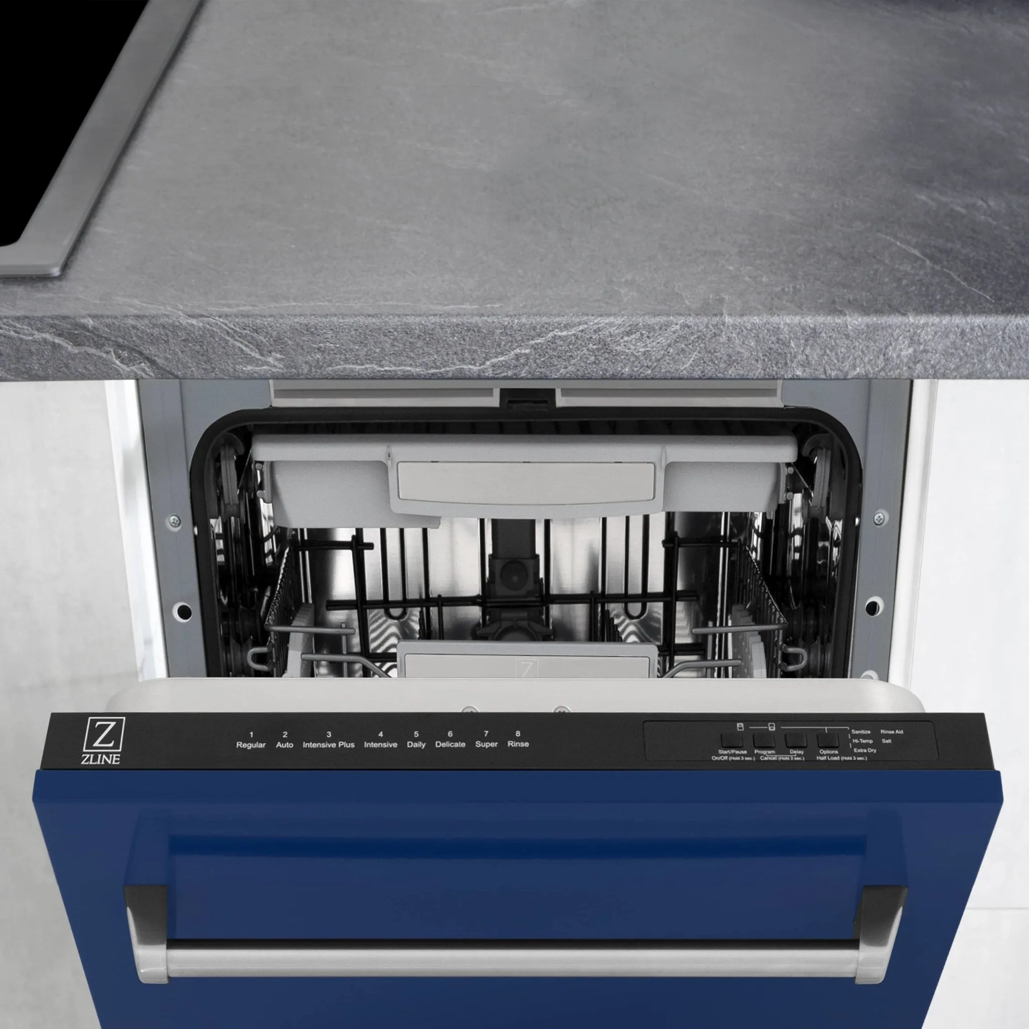 ZLINE 18-Inch Tallac Series 3rd Rack Top Control Dishwasher in Blue Gloss with Stainless Steel Tub, 51dBa (DWV-BG-18)