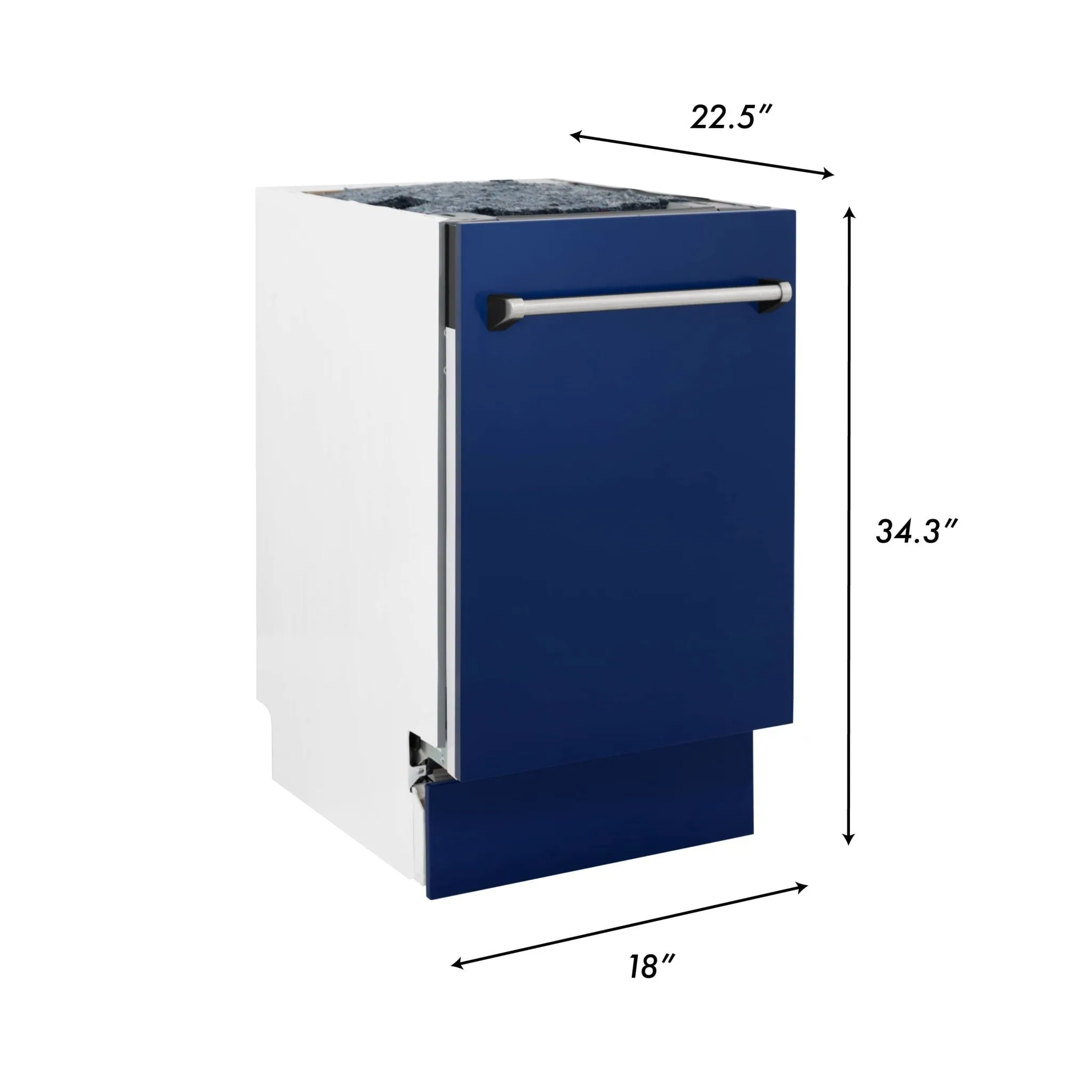 ZLINE 18-Inch Tallac Series 3rd Rack Top Control Dishwasher in Blue Gloss with Stainless Steel Tub, 51dBa (DWV-BG-18)