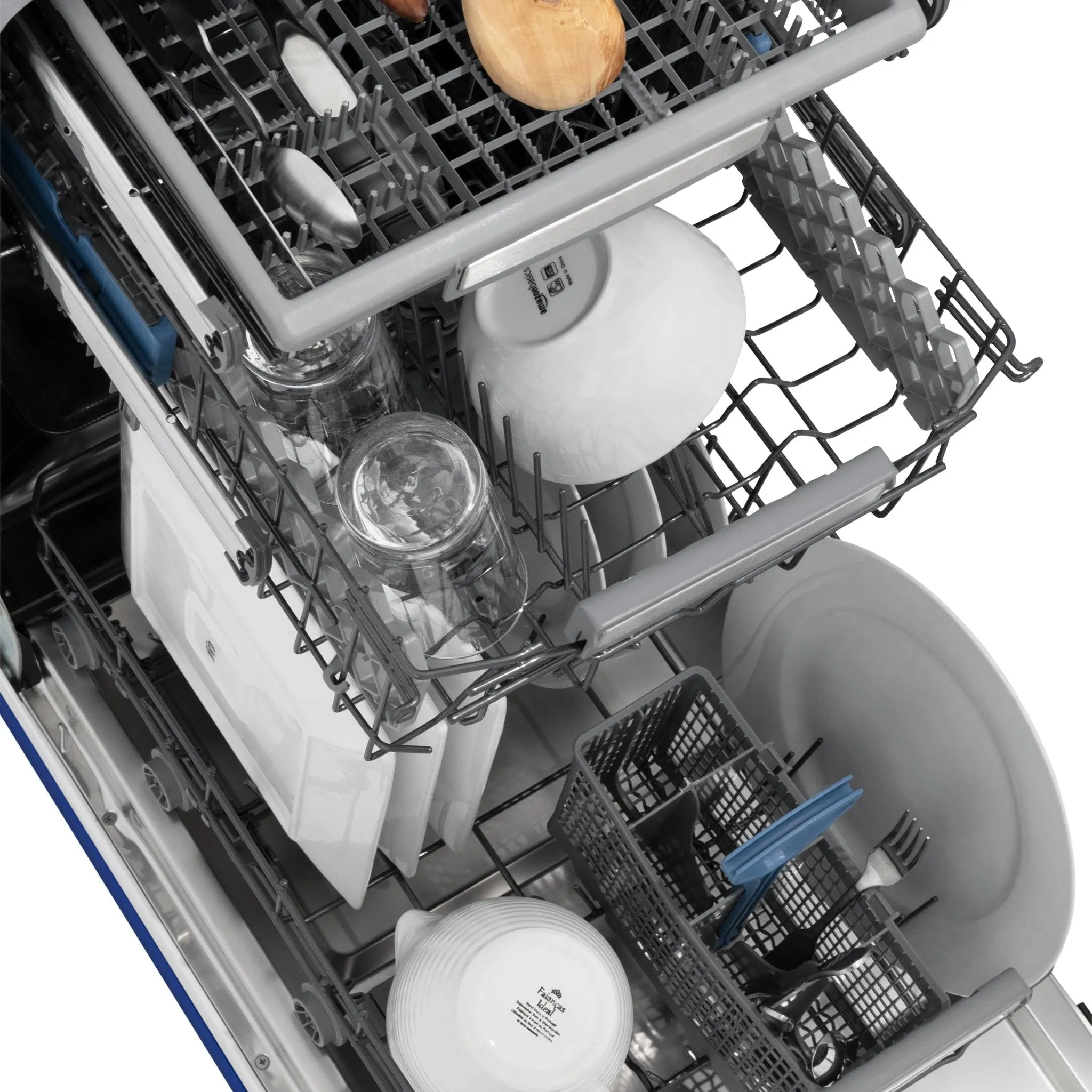 ZLINE 18-Inch Tallac Series 3rd Rack Top Control Dishwasher in Blue Gloss with Stainless Steel Tub, 51dBa (DWV-BG-18)