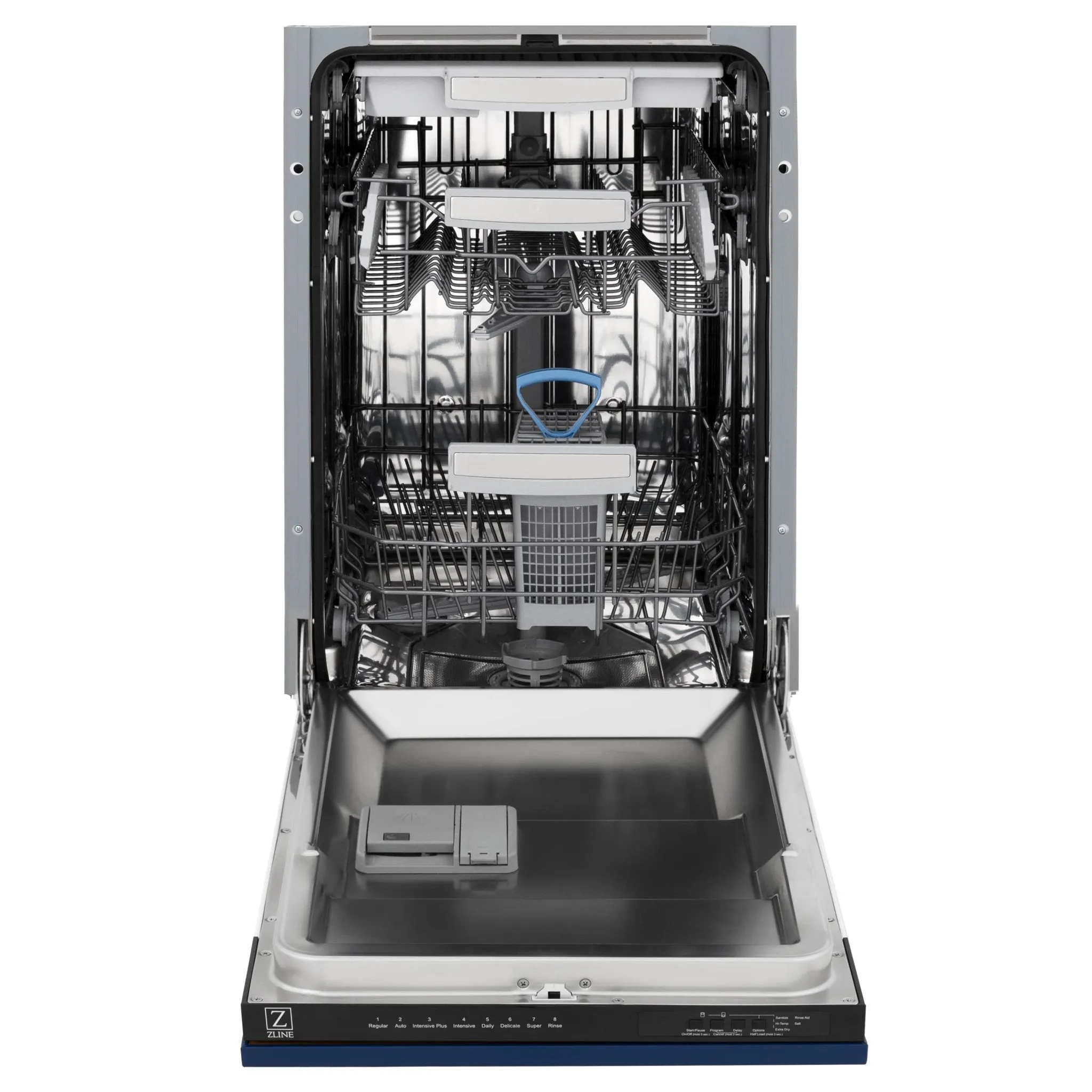 ZLINE 18-Inch Tallac Series 3rd Rack Top Control Dishwasher in Blue Gloss with Stainless Steel Tub, 51dBa (DWV-BG-18)