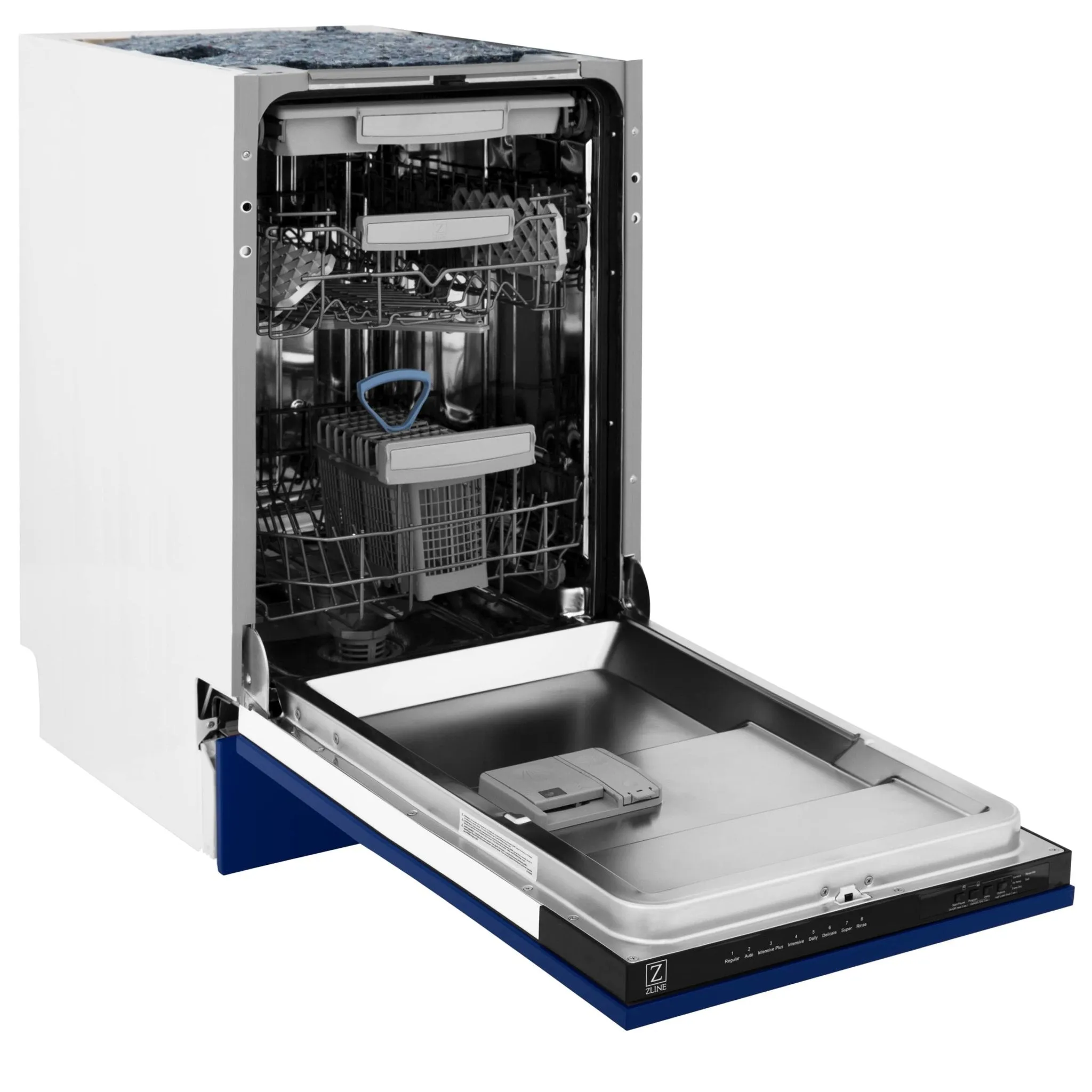 ZLINE 18-Inch Tallac Series 3rd Rack Top Control Dishwasher in Blue Gloss with Stainless Steel Tub, 51dBa (DWV-BG-18)