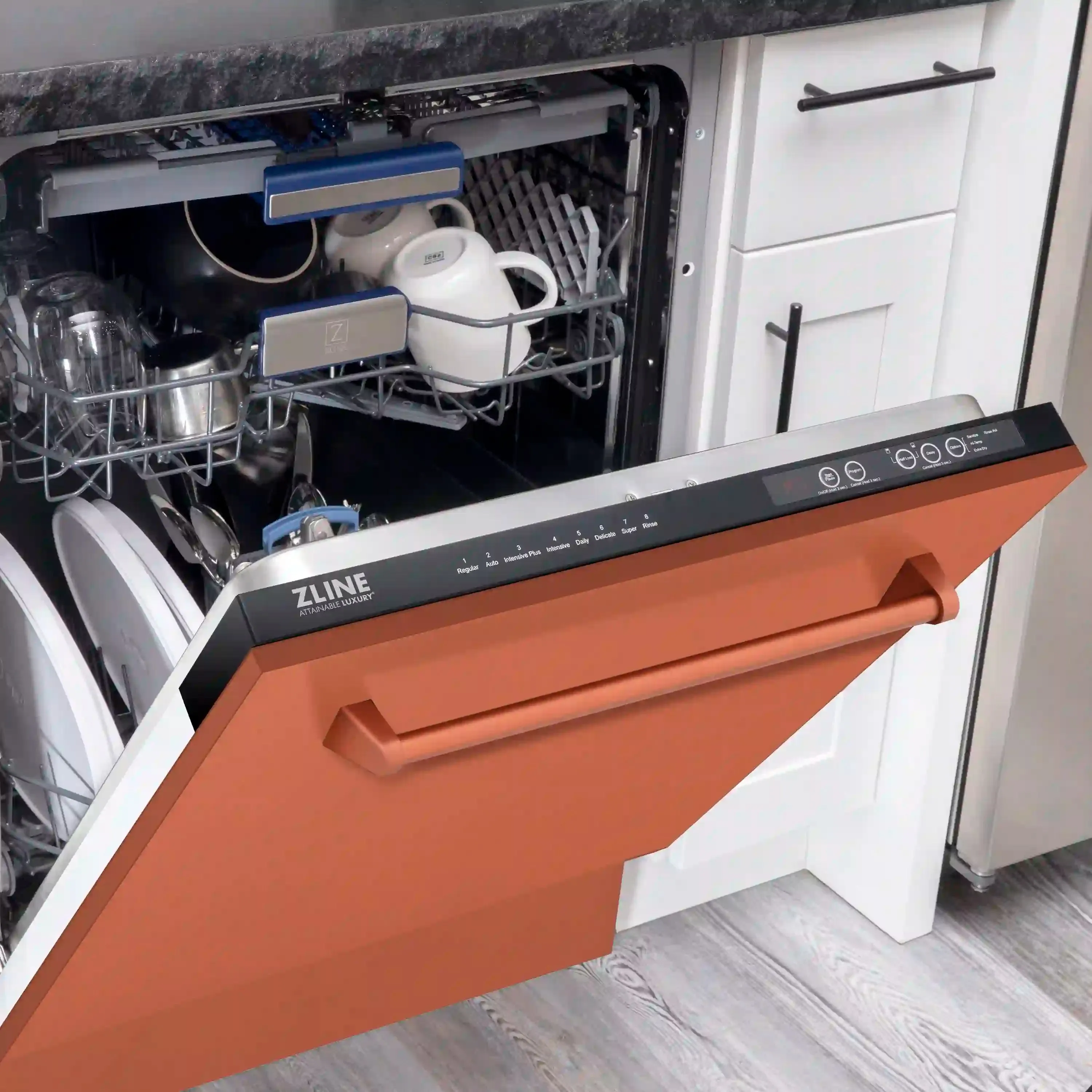 ZLINE 18-Inch Tallac Series 3rd Rack Top Control Dishwasher in Copper with Stainless Steel Tub, 51dBa (DWV-C-18)