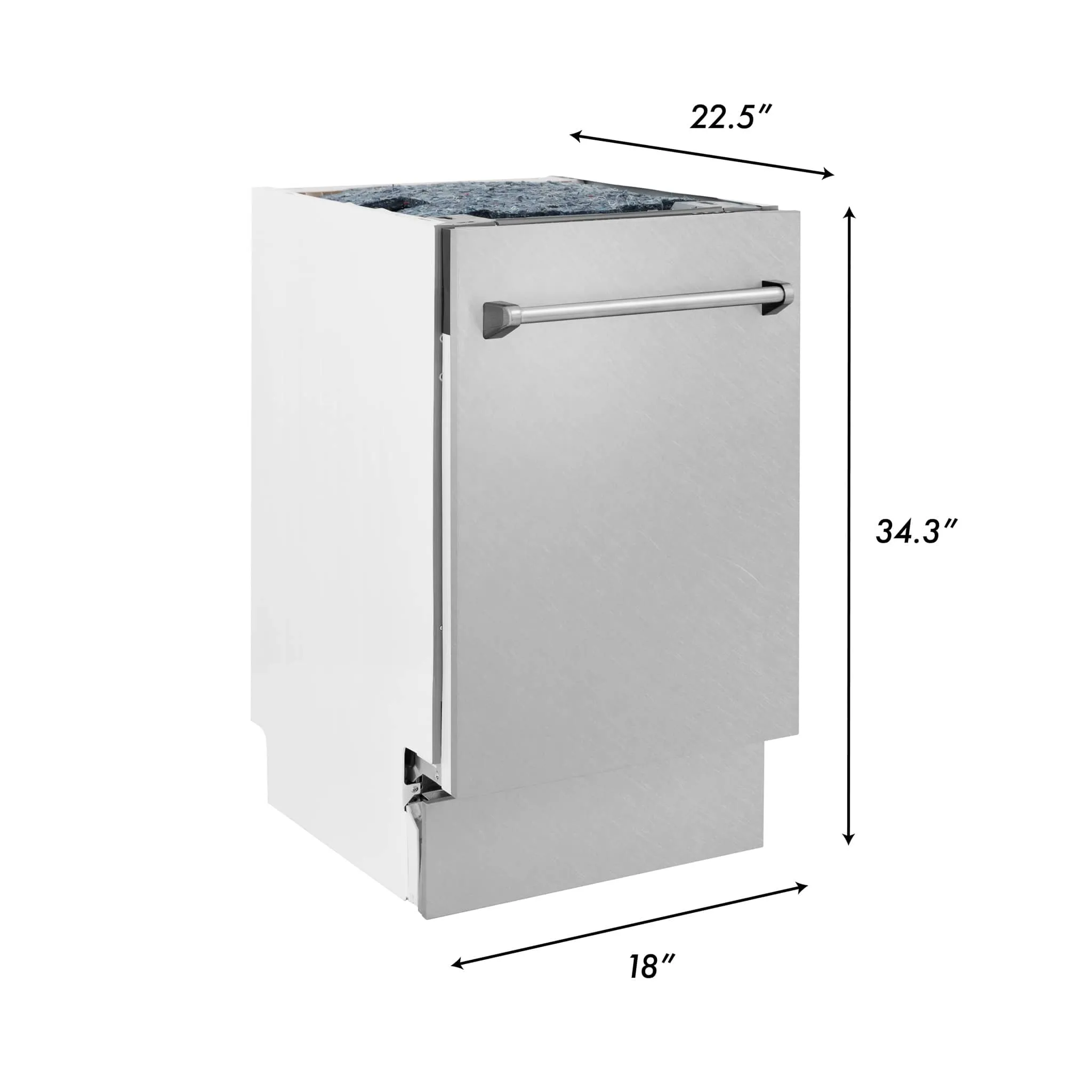 ZLINE 18-Inch Tallac Series 3rd Rack Top Control Dishwasher in DuraSnow with Stainless Steel Tub, 51dBa (DWV-SN-18)