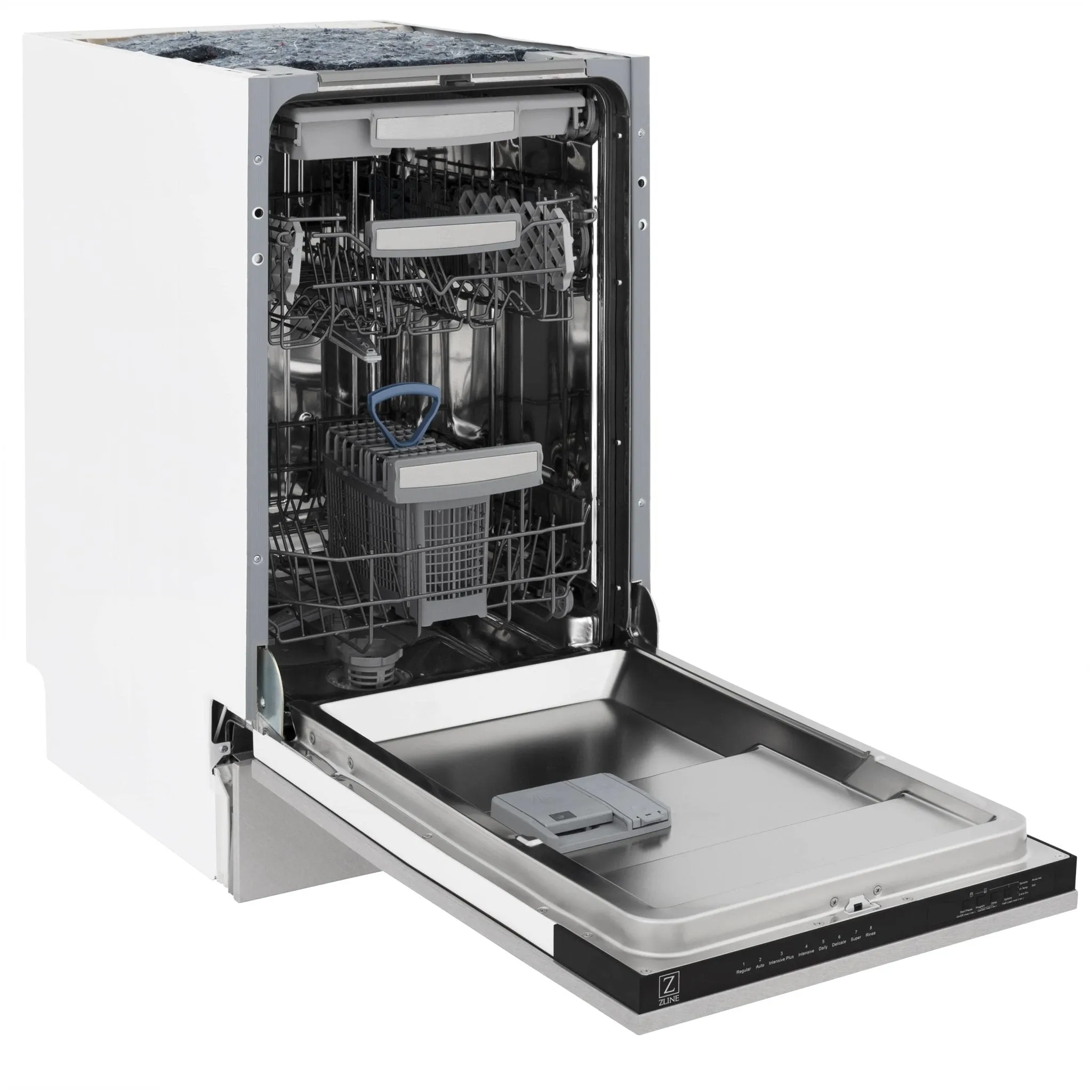 ZLINE 18-Inch Tallac Series 3rd Rack Top Control Dishwasher in DuraSnow with Stainless Steel Tub, 51dBa (DWV-SN-18)