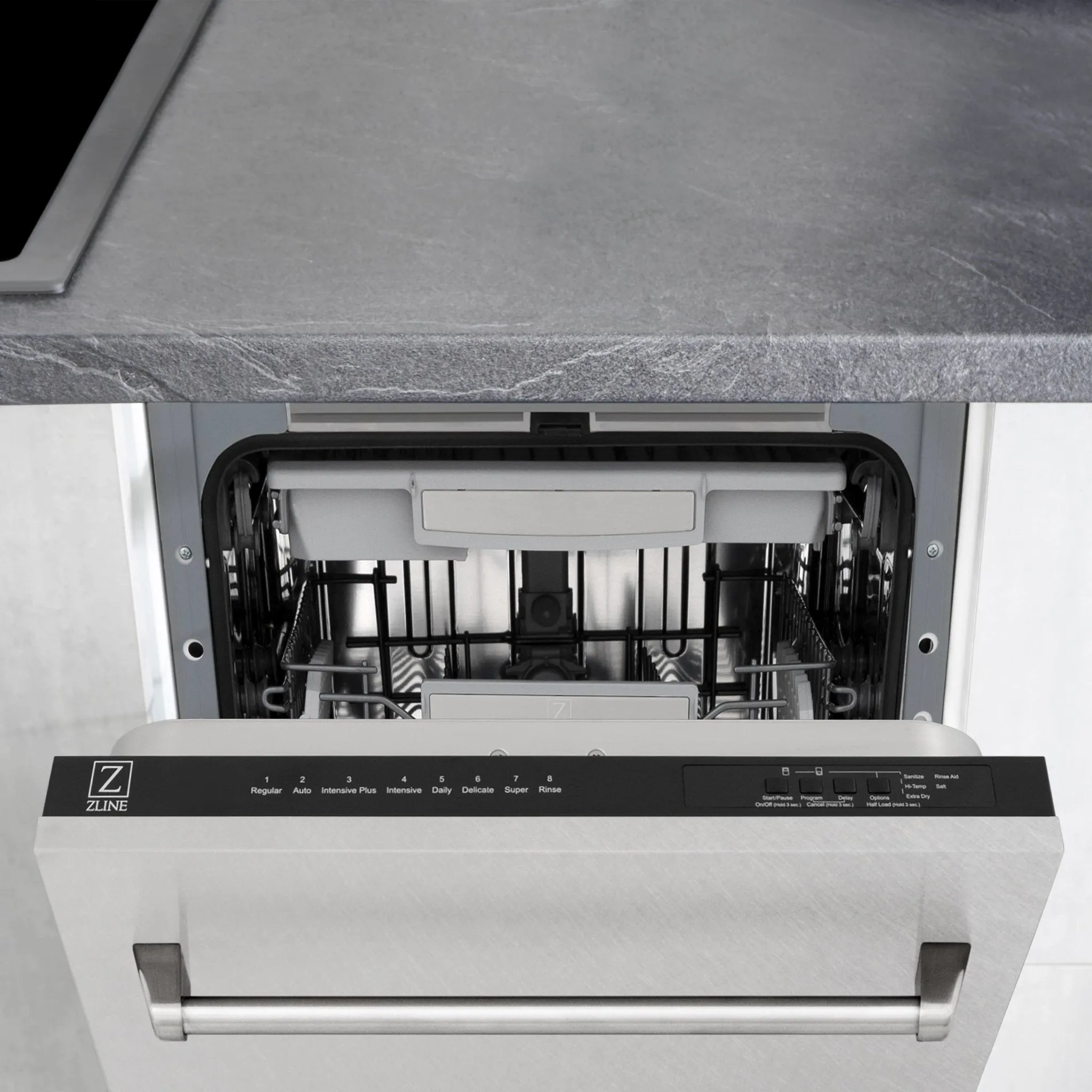 ZLINE 18-Inch Tallac Series 3rd Rack Top Control Dishwasher in DuraSnow with Stainless Steel Tub, 51dBa (DWV-SN-18)