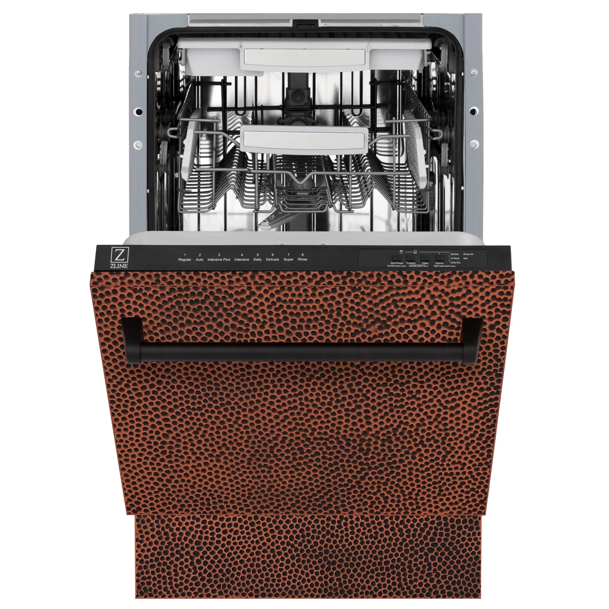 ZLINE 18-Inch Tallac Series 3rd Rack Top Control Dishwasher in Hand Hammered Copper with Stainless Steel Tub, 51dBa (DWV-HH-18)