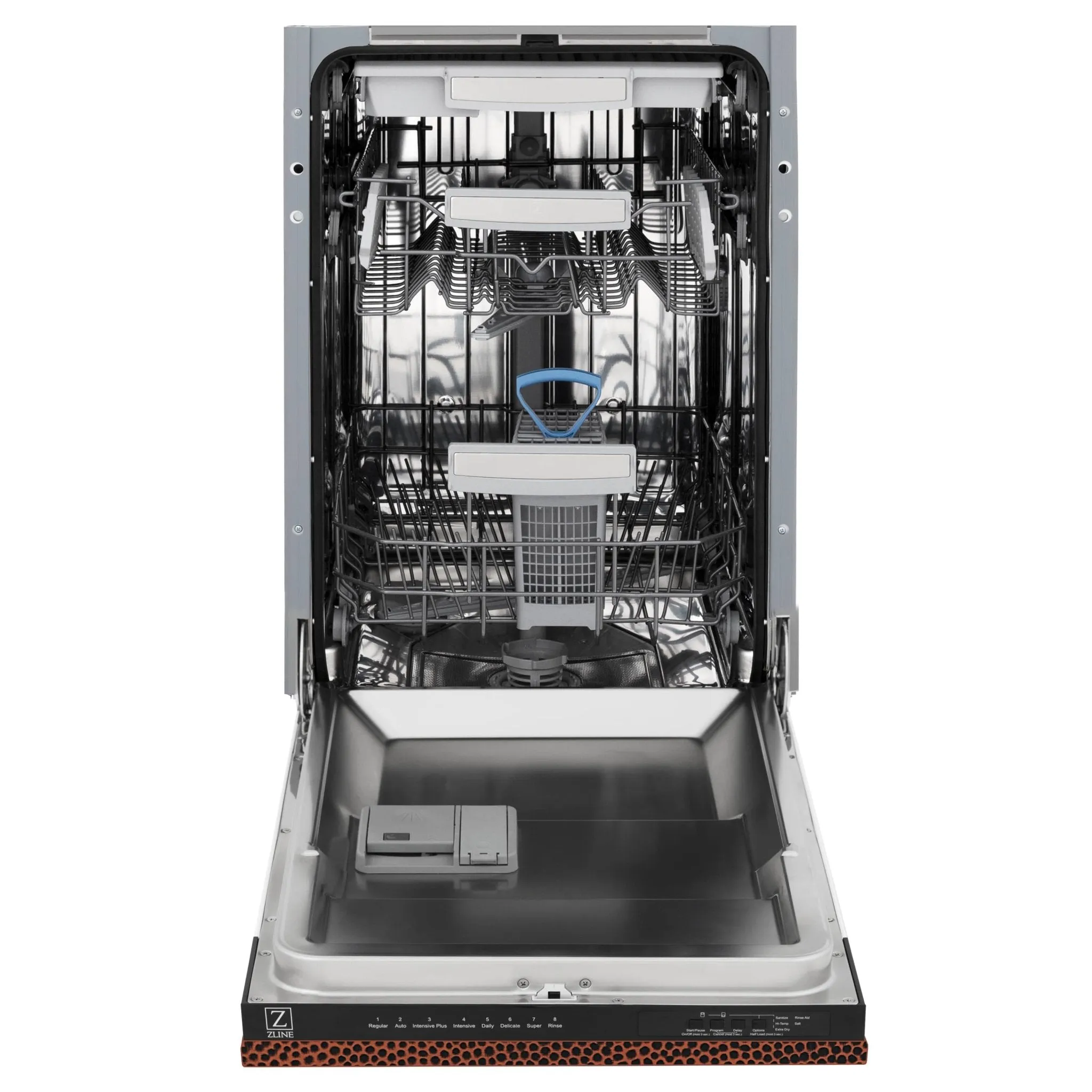 ZLINE 18-Inch Tallac Series 3rd Rack Top Control Dishwasher in Hand Hammered Copper with Stainless Steel Tub, 51dBa (DWV-HH-18)