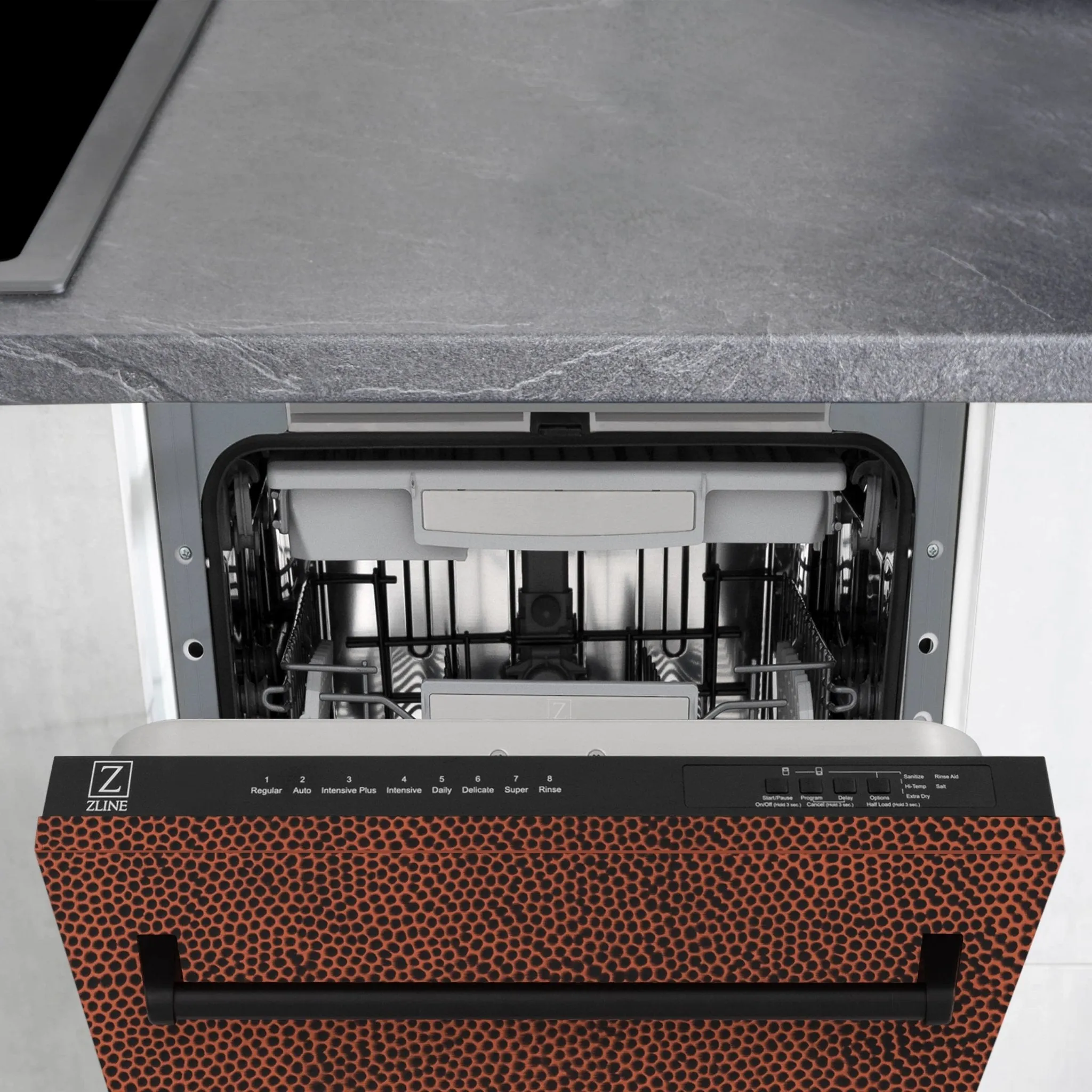 ZLINE 18-Inch Tallac Series 3rd Rack Top Control Dishwasher in Hand Hammered Copper with Stainless Steel Tub, 51dBa (DWV-HH-18)