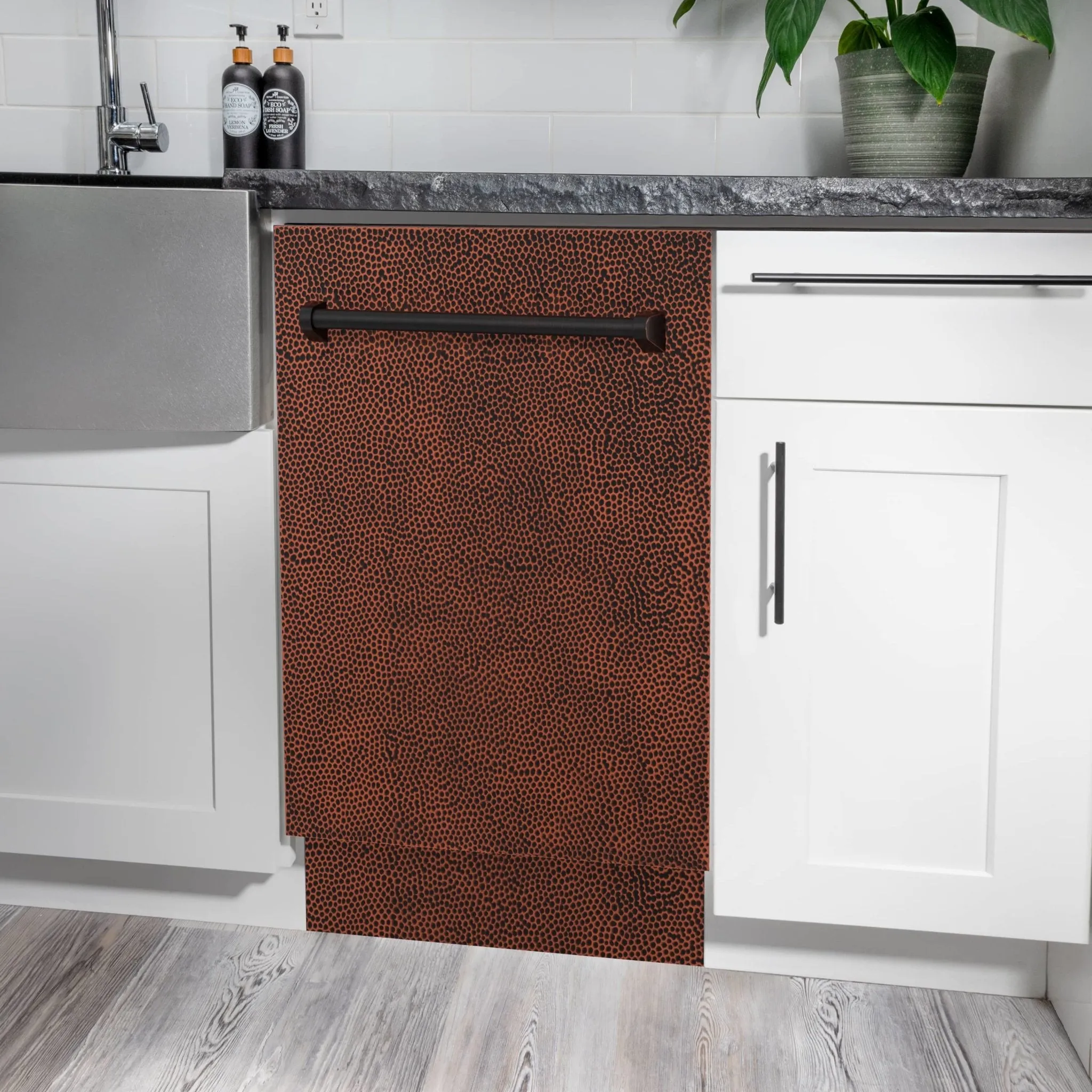 ZLINE 18-Inch Tallac Series 3rd Rack Top Control Dishwasher in Hand Hammered Copper with Stainless Steel Tub, 51dBa (DWV-HH-18)