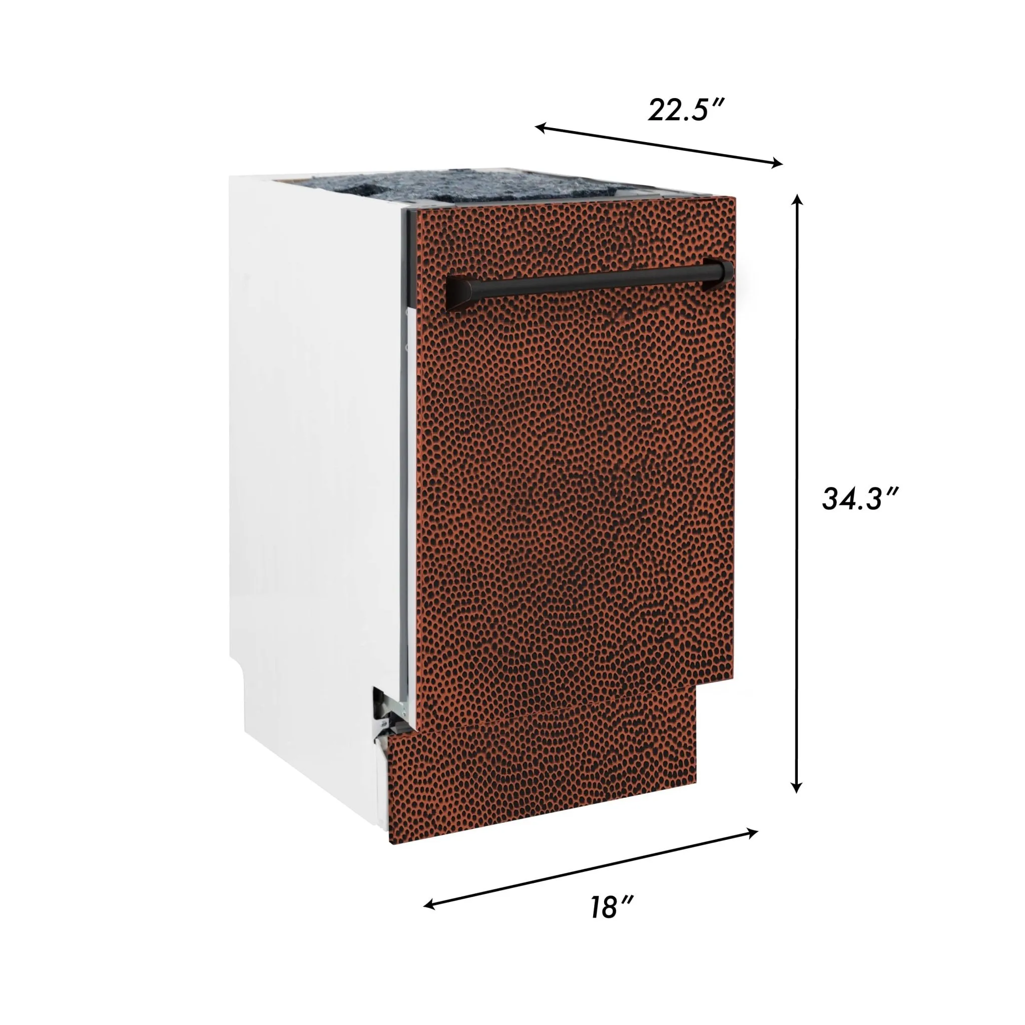ZLINE 18-Inch Tallac Series 3rd Rack Top Control Dishwasher in Hand Hammered Copper with Stainless Steel Tub, 51dBa (DWV-HH-18)