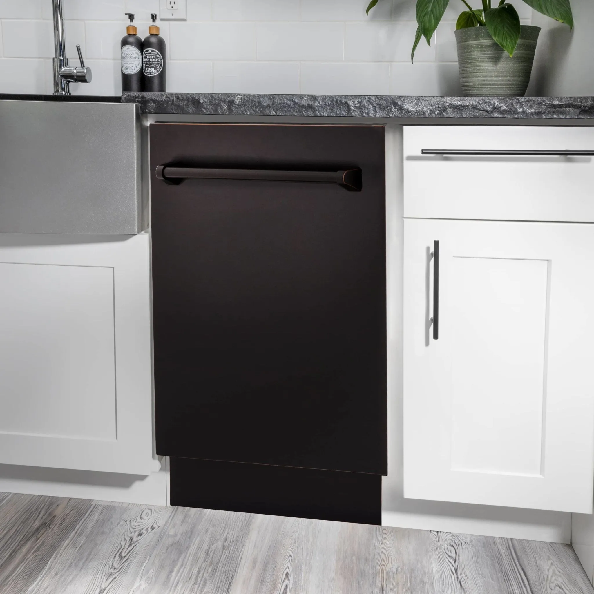 ZLINE 18-Inch Tallac Series 3rd Rack Top Control Dishwasher in Oil Rubbed Bronze with Stainless Steel Tub, 51dBa (DWV-ORB-18)