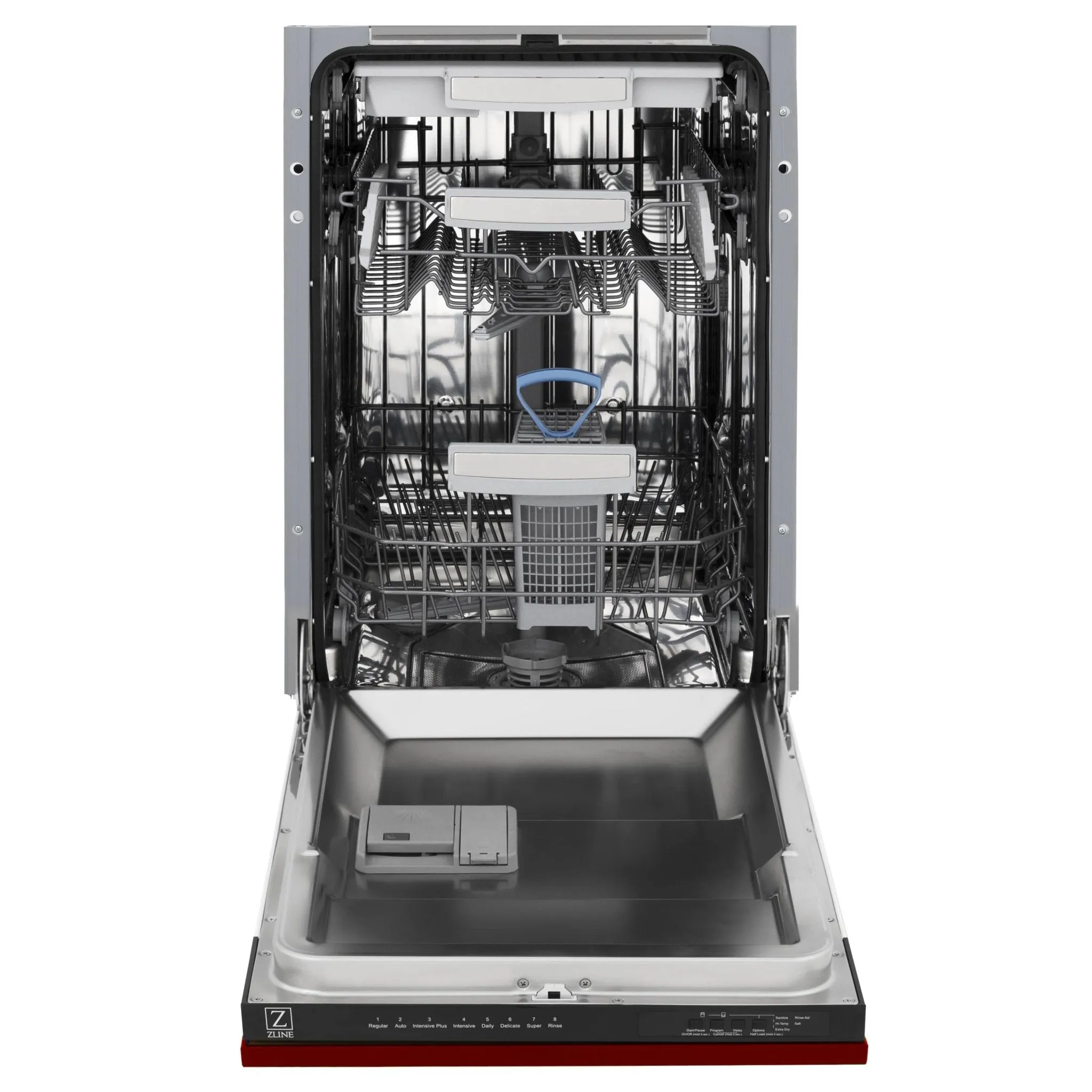 ZLINE 18-Inch Tallac Series 3rd Rack Top Control Dishwasher in Red Gloss with Stainless Steel Tub, 51dBa (DWV-RG-18)
