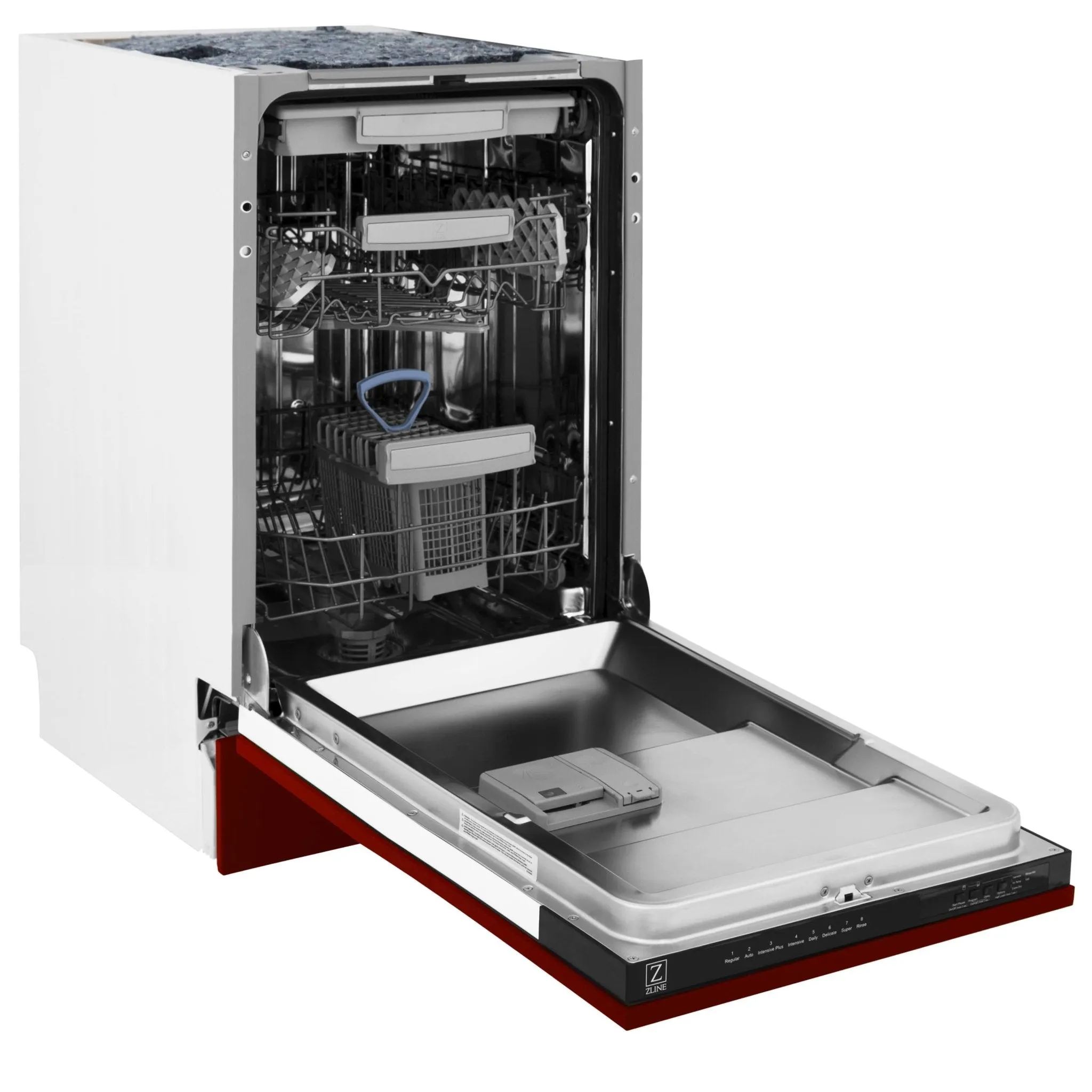 ZLINE 18-Inch Tallac Series 3rd Rack Top Control Dishwasher in Red Gloss with Stainless Steel Tub, 51dBa (DWV-RG-18)