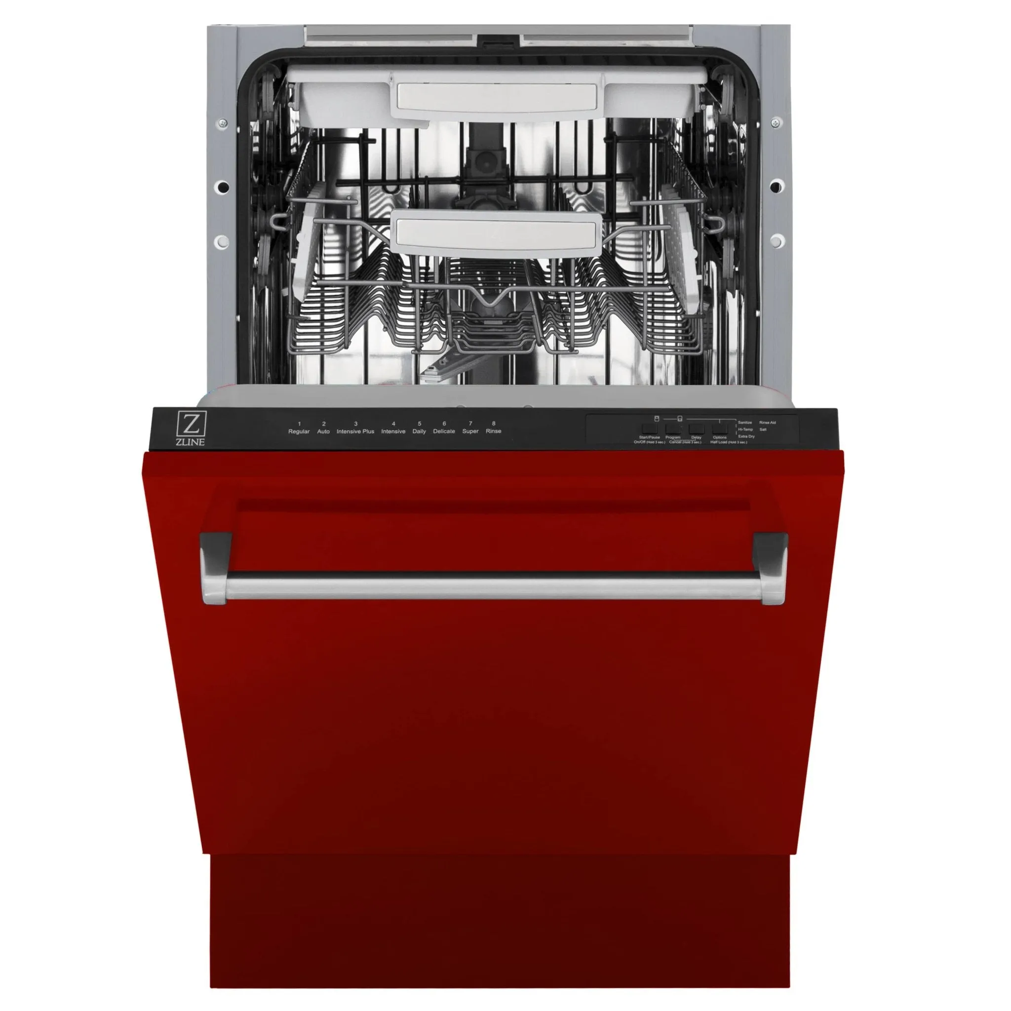 ZLINE 18-Inch Tallac Series 3rd Rack Top Control Dishwasher in Red Gloss with Stainless Steel Tub, 51dBa (DWV-RG-18)