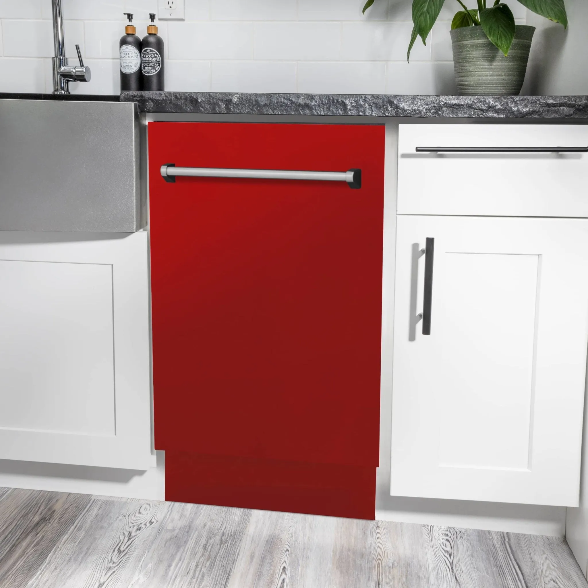 ZLINE 18-Inch Tallac Series 3rd Rack Top Control Dishwasher in Red Matte with Stainless Steel Tub, 51dBa (DWV-RM-18)