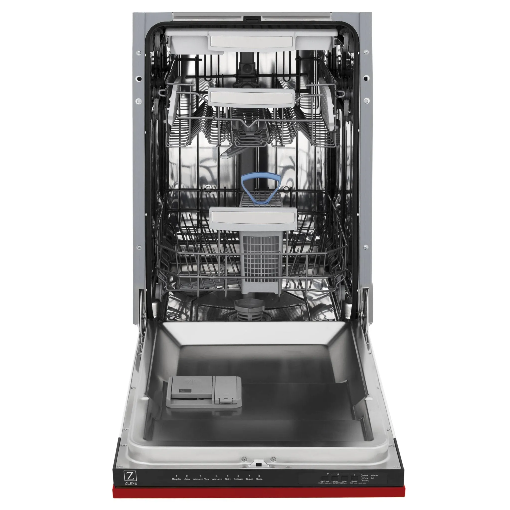 ZLINE 18-Inch Tallac Series 3rd Rack Top Control Dishwasher in Red Matte with Stainless Steel Tub, 51dBa (DWV-RM-18)