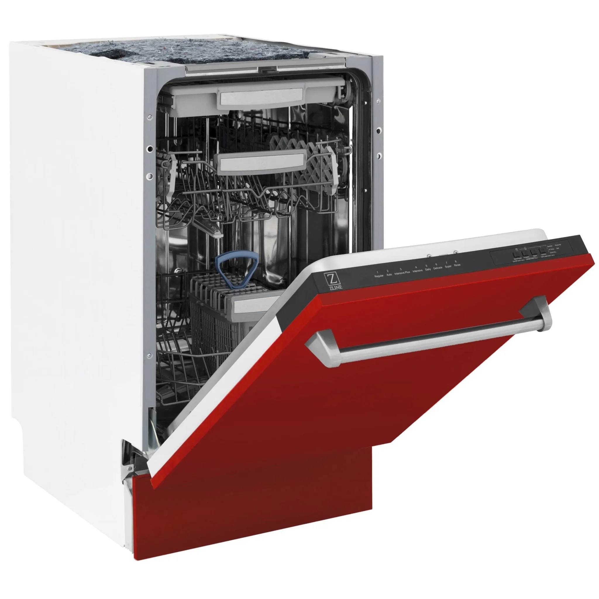 ZLINE 18-Inch Tallac Series 3rd Rack Top Control Dishwasher in Red Matte with Stainless Steel Tub, 51dBa (DWV-RM-18)