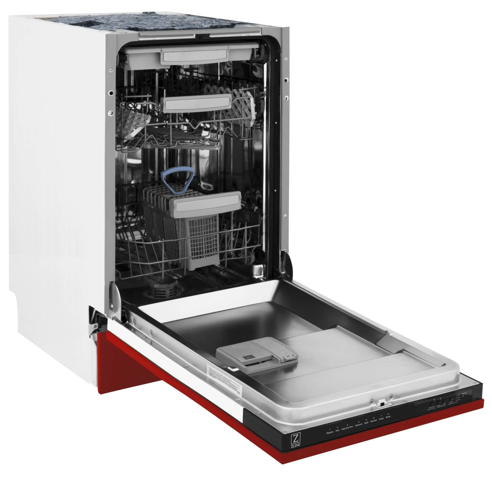 ZLINE 18-Inch Tallac Series 3rd Rack Top Control Dishwasher in Red Matte with Stainless Steel Tub, 51dBa (DWV-RM-18)