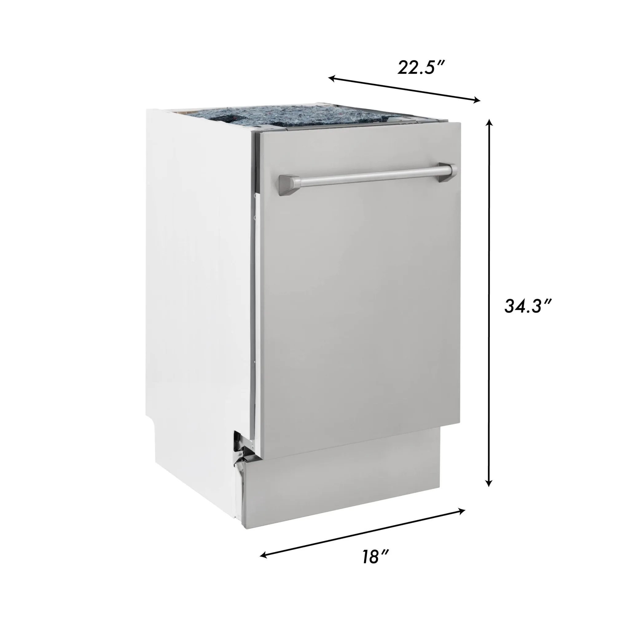 ZLINE 18-Inch Tallac Series 3rd Rack Top Control Dishwasher in Stainless Steel, 51dBa (DWV-304-18)