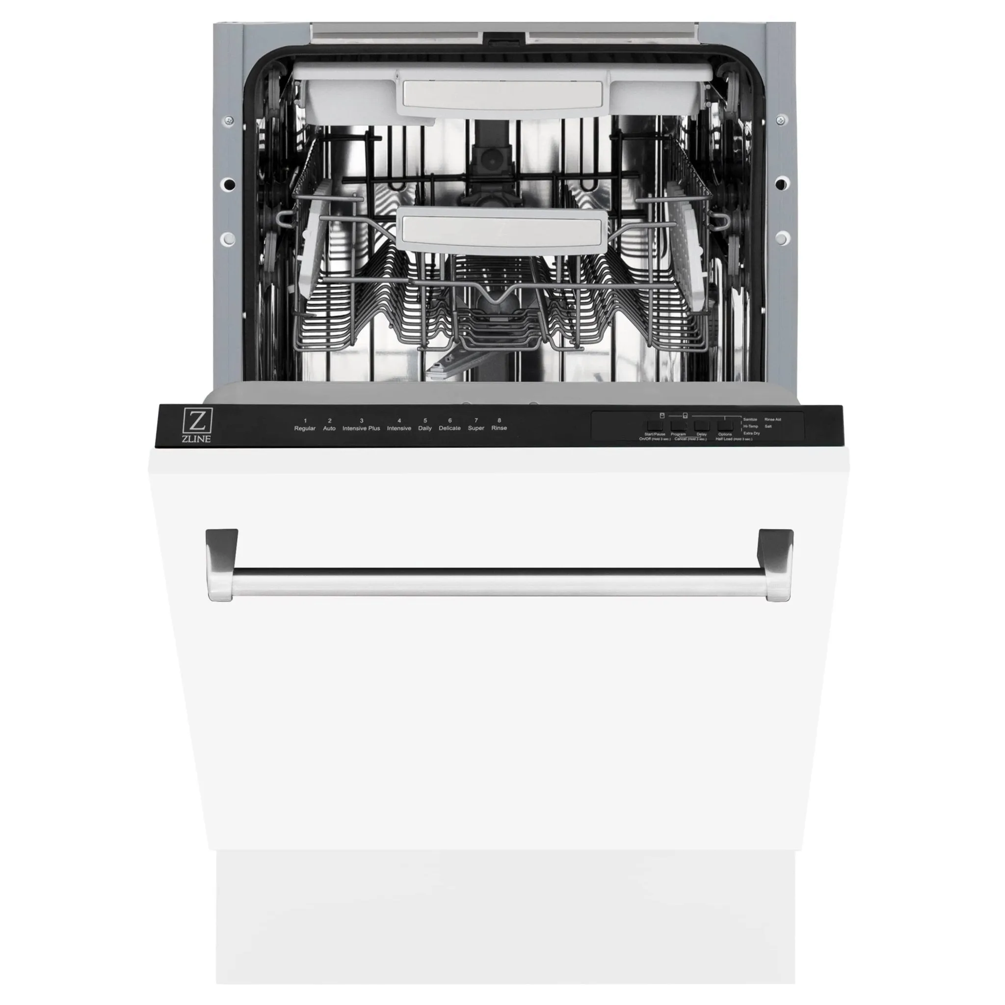 ZLINE 18-Inch Tallac Series 3rd Rack Top Control Dishwasher in White Matte with Stainless Steel Tub, 51dBa (DWV-WM-18)