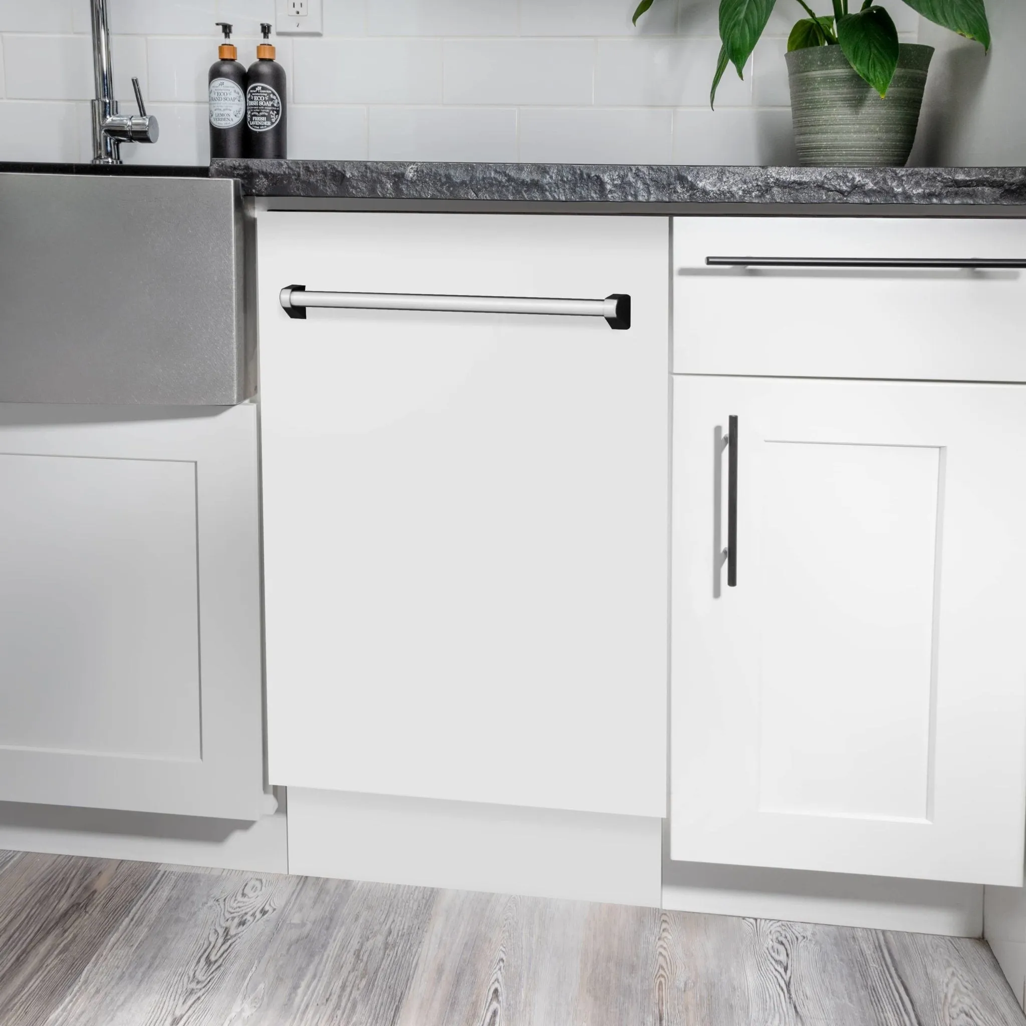 ZLINE 18-Inch Tallac Series 3rd Rack Top Control Dishwasher in White Matte with Stainless Steel Tub, 51dBa (DWV-WM-18)