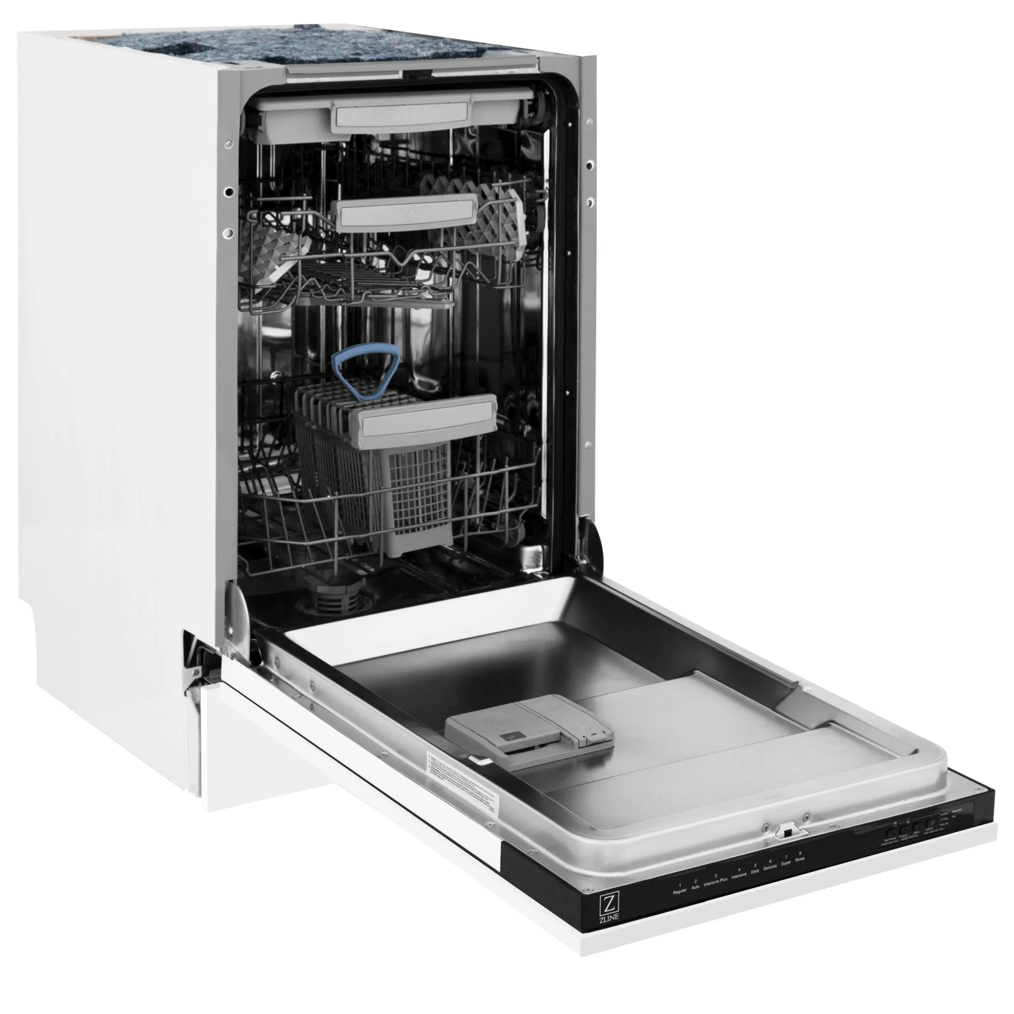 ZLINE 18-Inch Tallac Series 3rd Rack Top Control Dishwasher in White Matte with Stainless Steel Tub, 51dBa (DWV-WM-18)