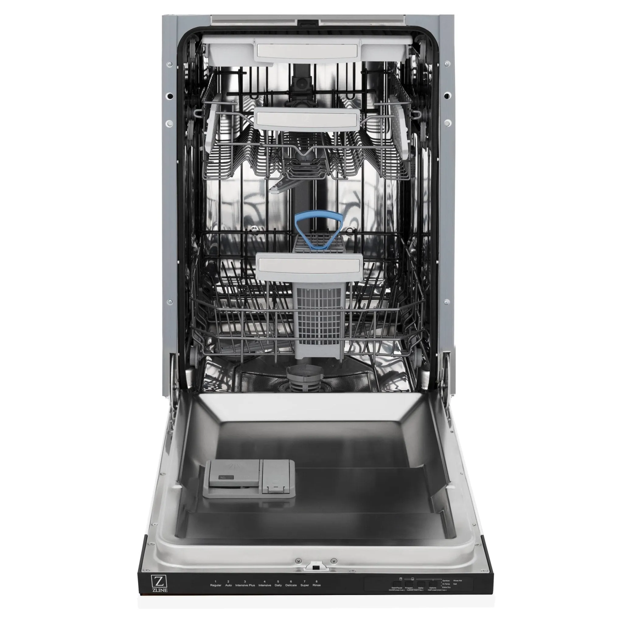 ZLINE 18-Inch Tallac Series 3rd Rack Top Control Dishwasher in White Matte with Stainless Steel Tub, 51dBa (DWV-WM-18)