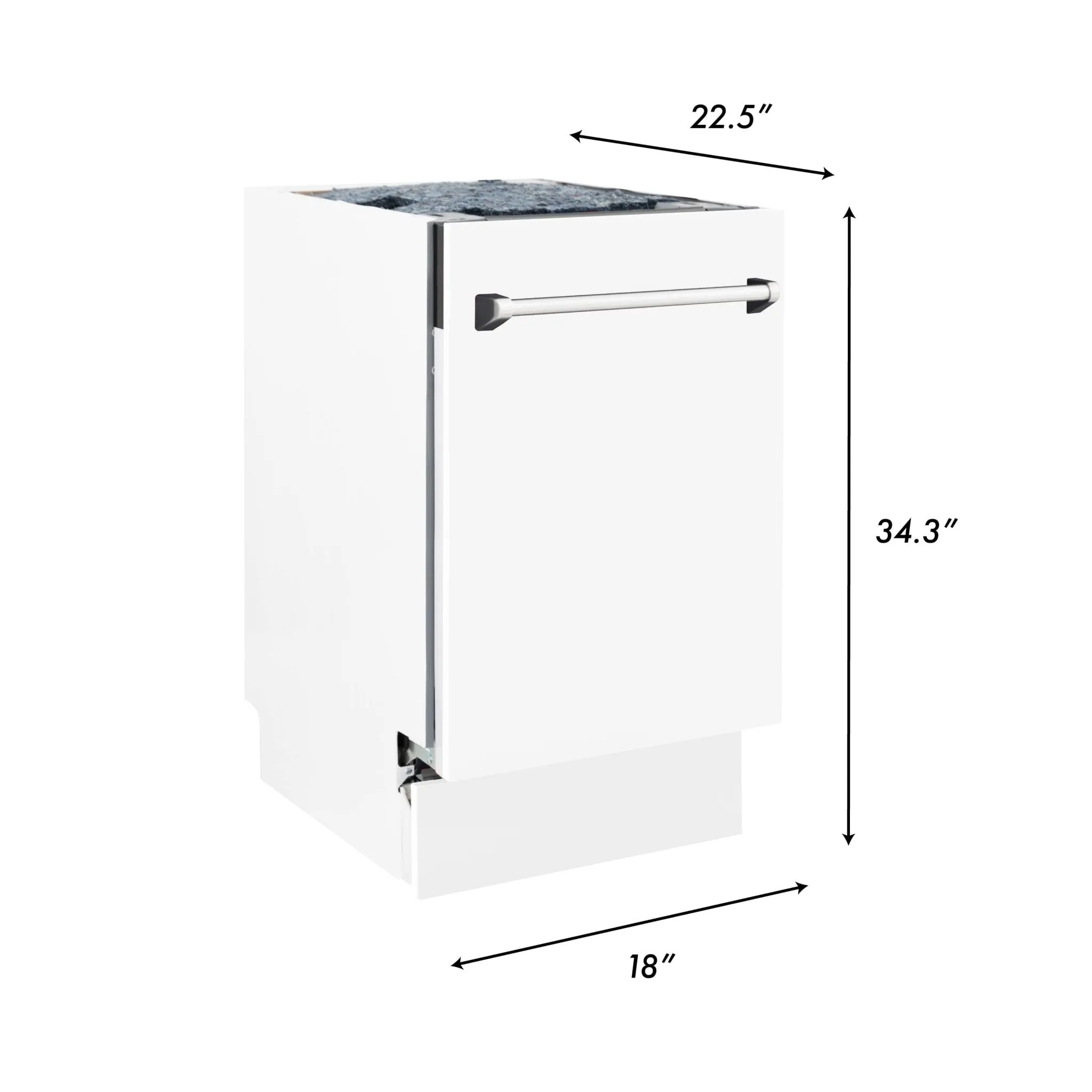 ZLINE 18-Inch Tallac Series 3rd Rack Top Control Dishwasher in White Matte with Stainless Steel Tub, 51dBa (DWV-WM-18)