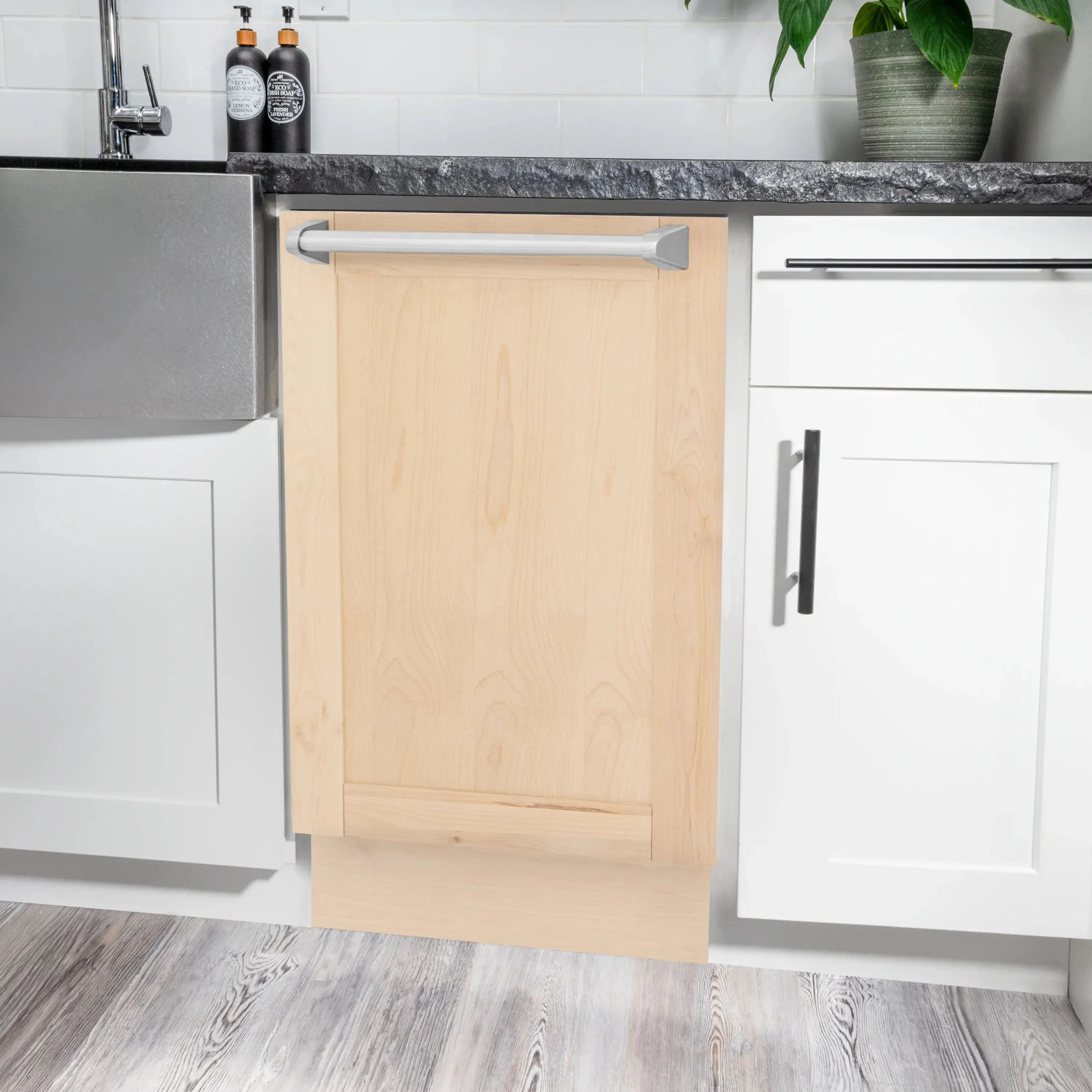 ZLINE 18 Tallac Series 3rd Rack Top Control Dishwasher in Unfinished Wood with Stainless Steel Tub, 51dBa (DWV-UF-18)