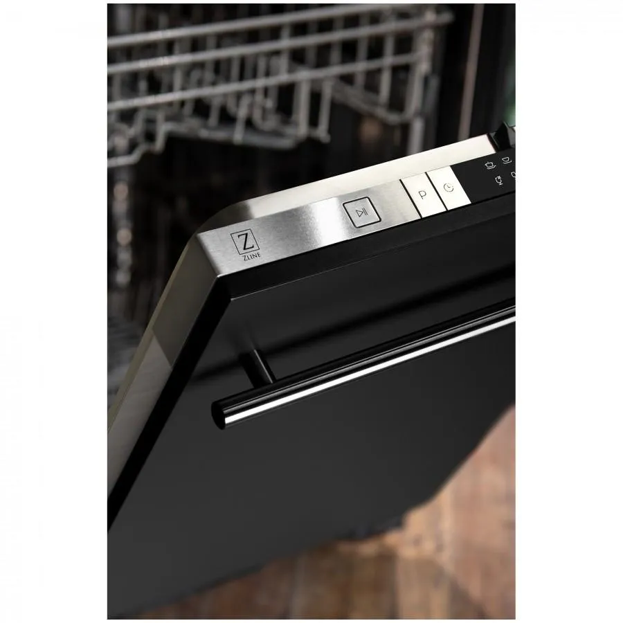 ZLINE 24-Inch Dishwasher in Black Matte with Stainless Steel Tub and Modern Style Handle (DW-BLM-H-24)