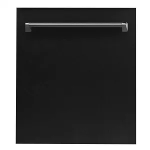 ZLINE 24-Inch Dishwasher in Black Matte with Stainless Steel Tub and Traditional Style Handle (DW-BLM-24)