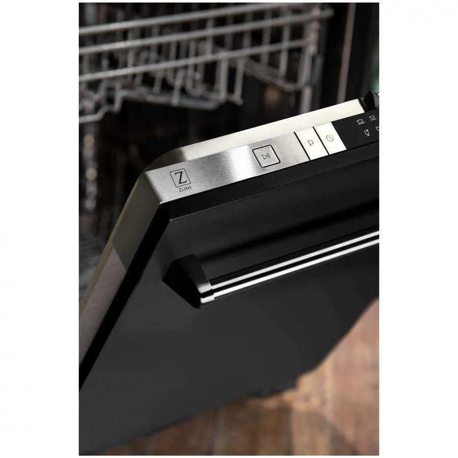 ZLINE 24-Inch Dishwasher in Black Matte with Stainless Steel Tub and Traditional Style Handle (DW-BLM-24)