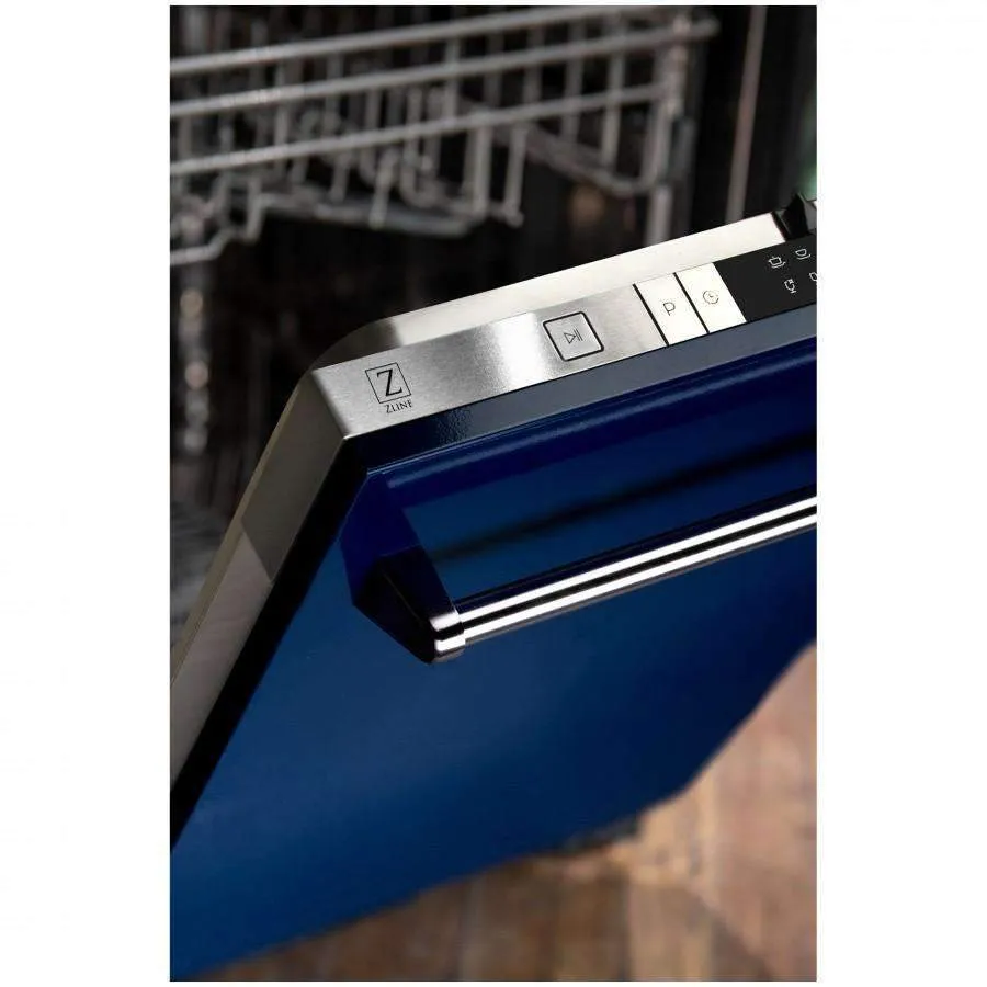 ZLINE 24-Inch Dishwasher in Blue Gloss with Stainless Steel Tub and Traditional Style Handle (DW-BG-24)
